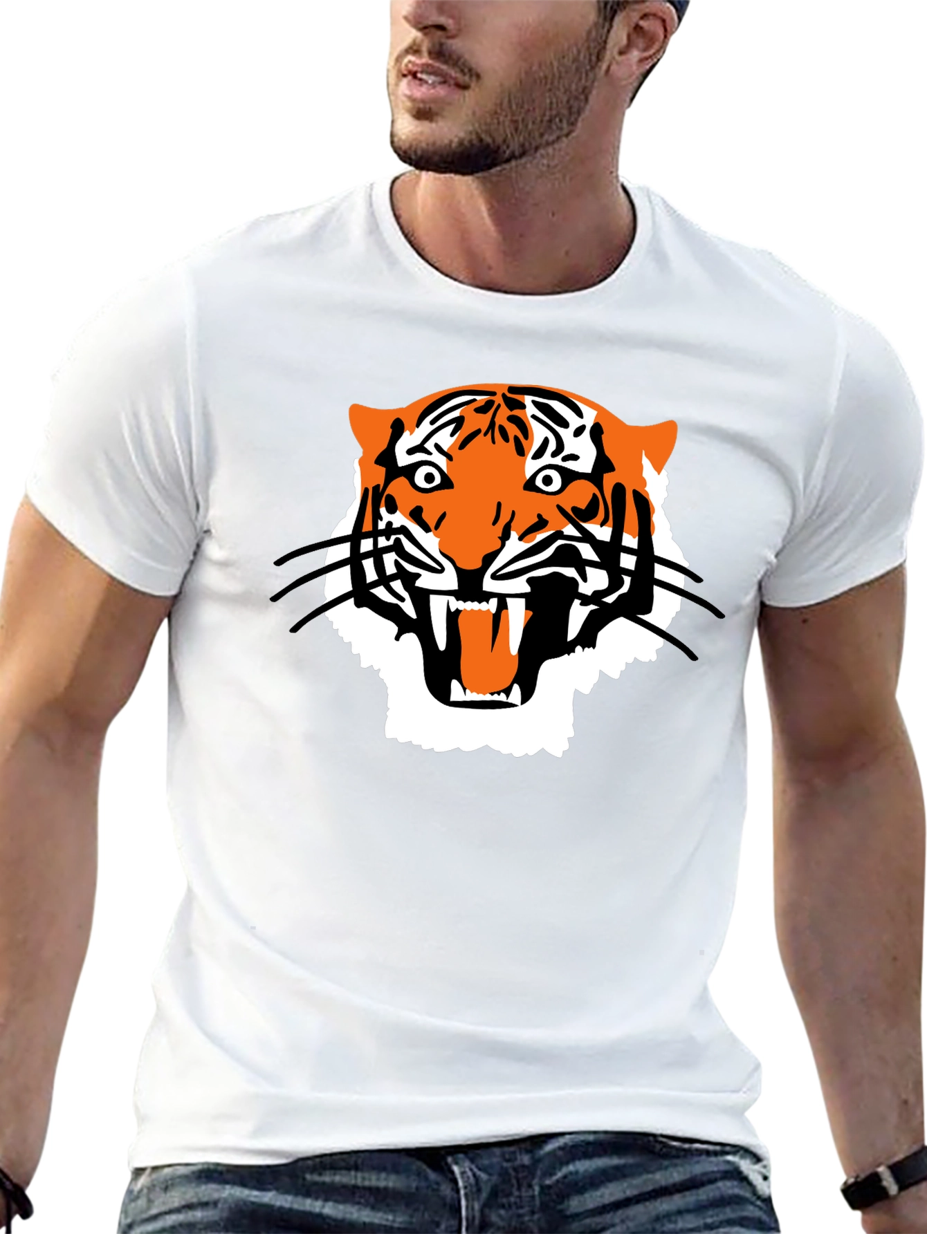 Bold Tiger Graphic Tee - Mens Black T-Shirt