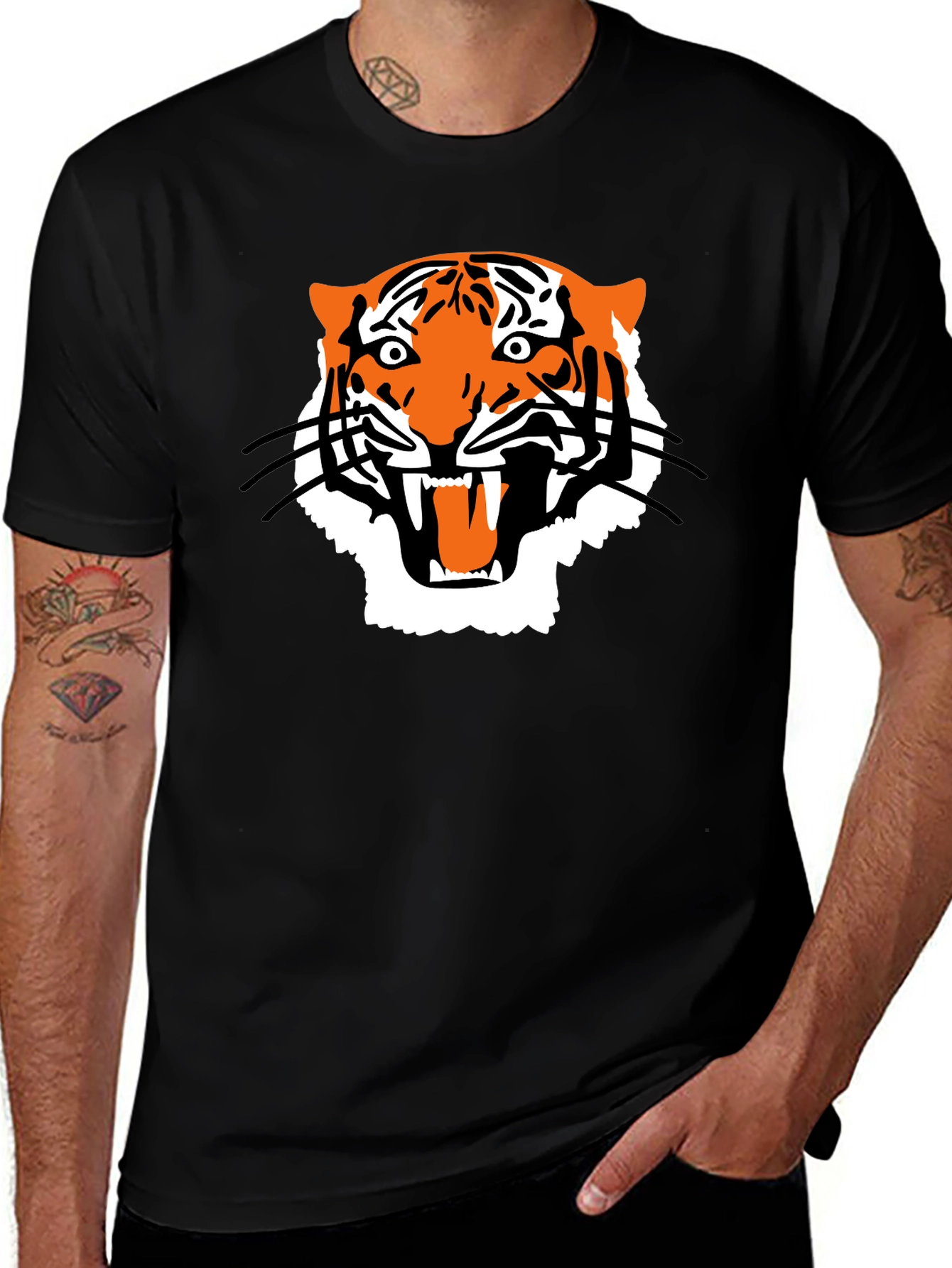 Bold Tiger Graphic Tee - Mens Black T-Shirt