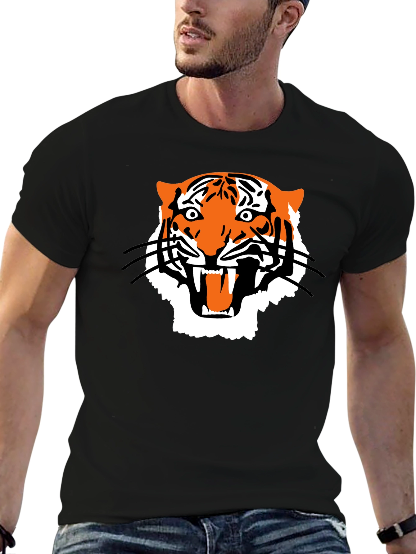 Bold Tiger Graphic Tee - Mens Black T-Shirt