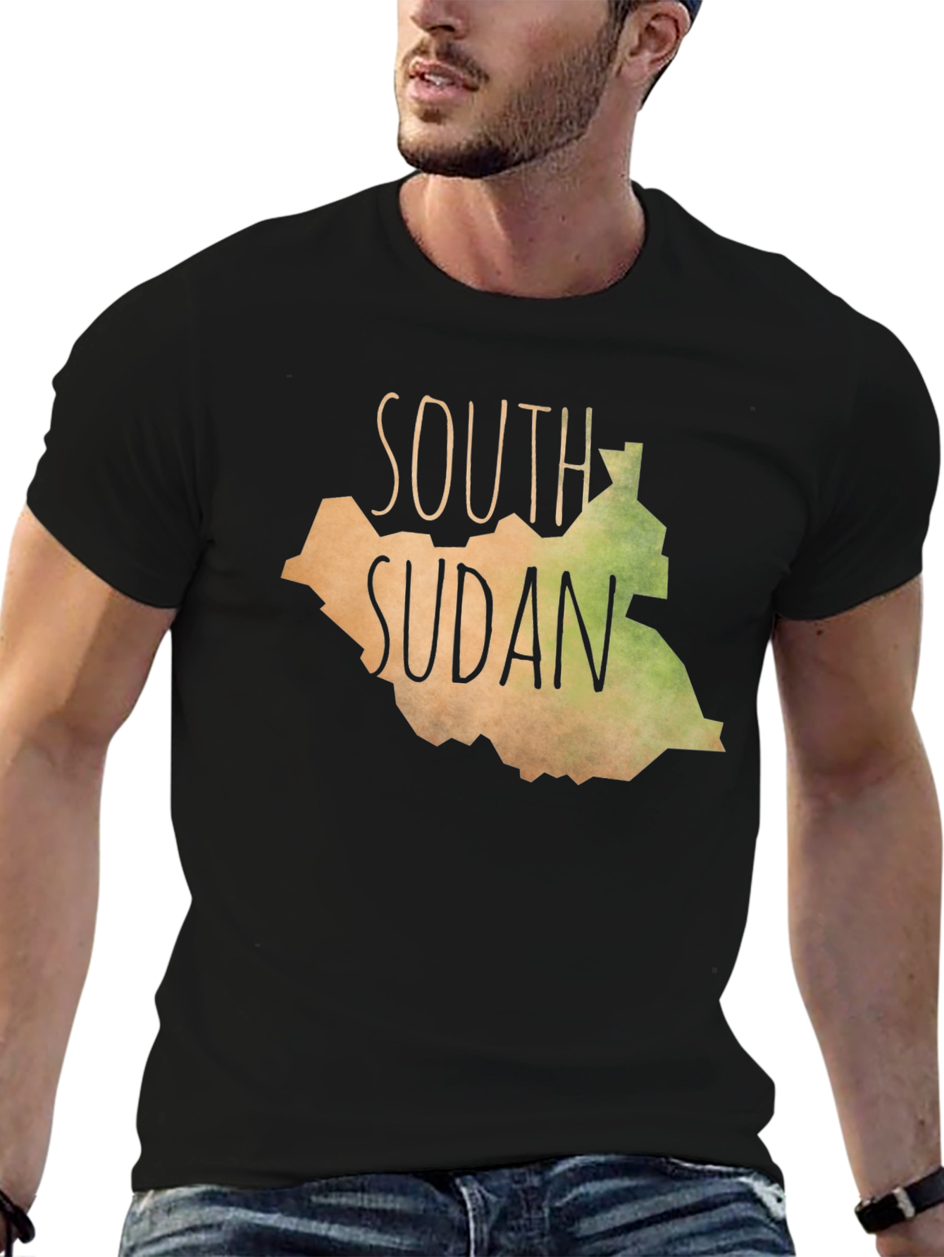 South Sudan Map Graphic Tee - Black