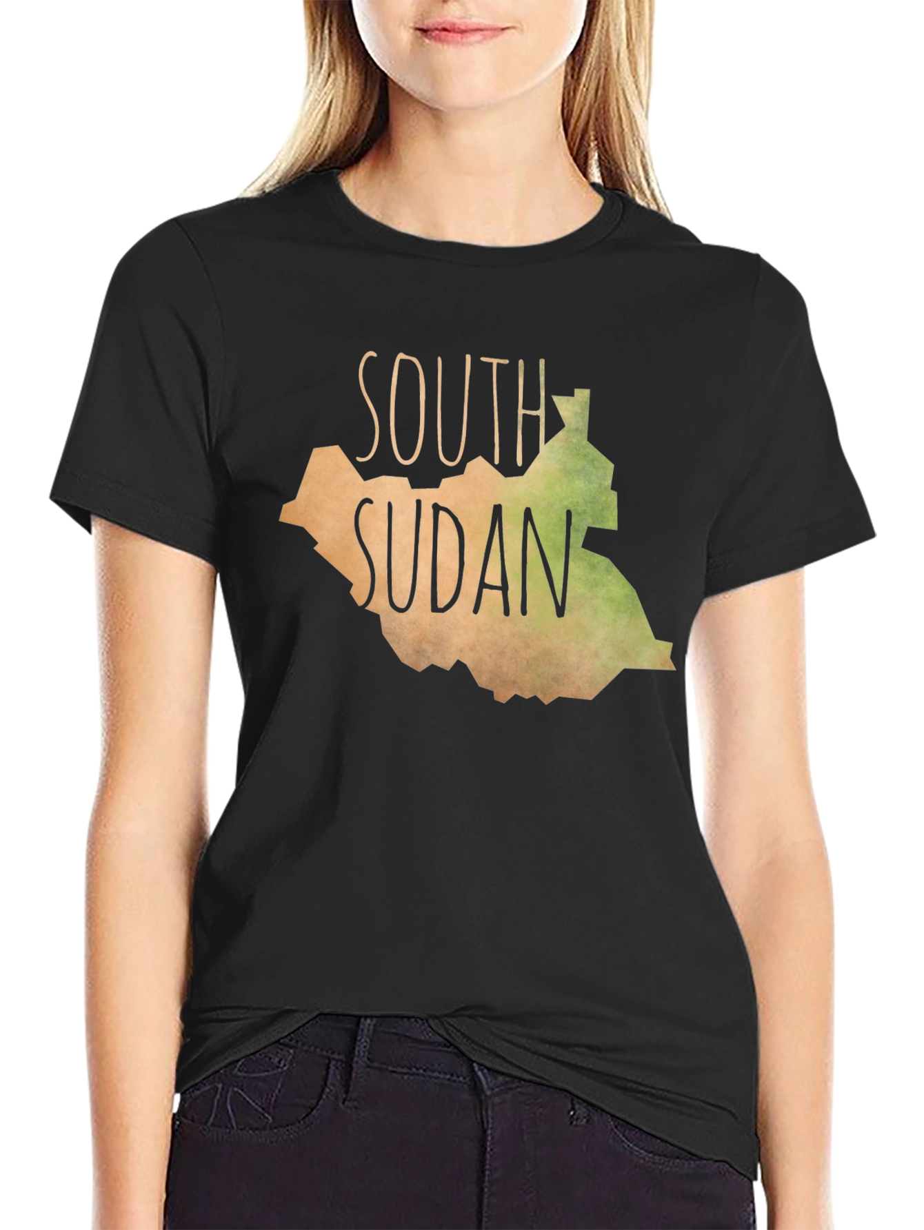 South Sudan Map Graphic Tee - Black