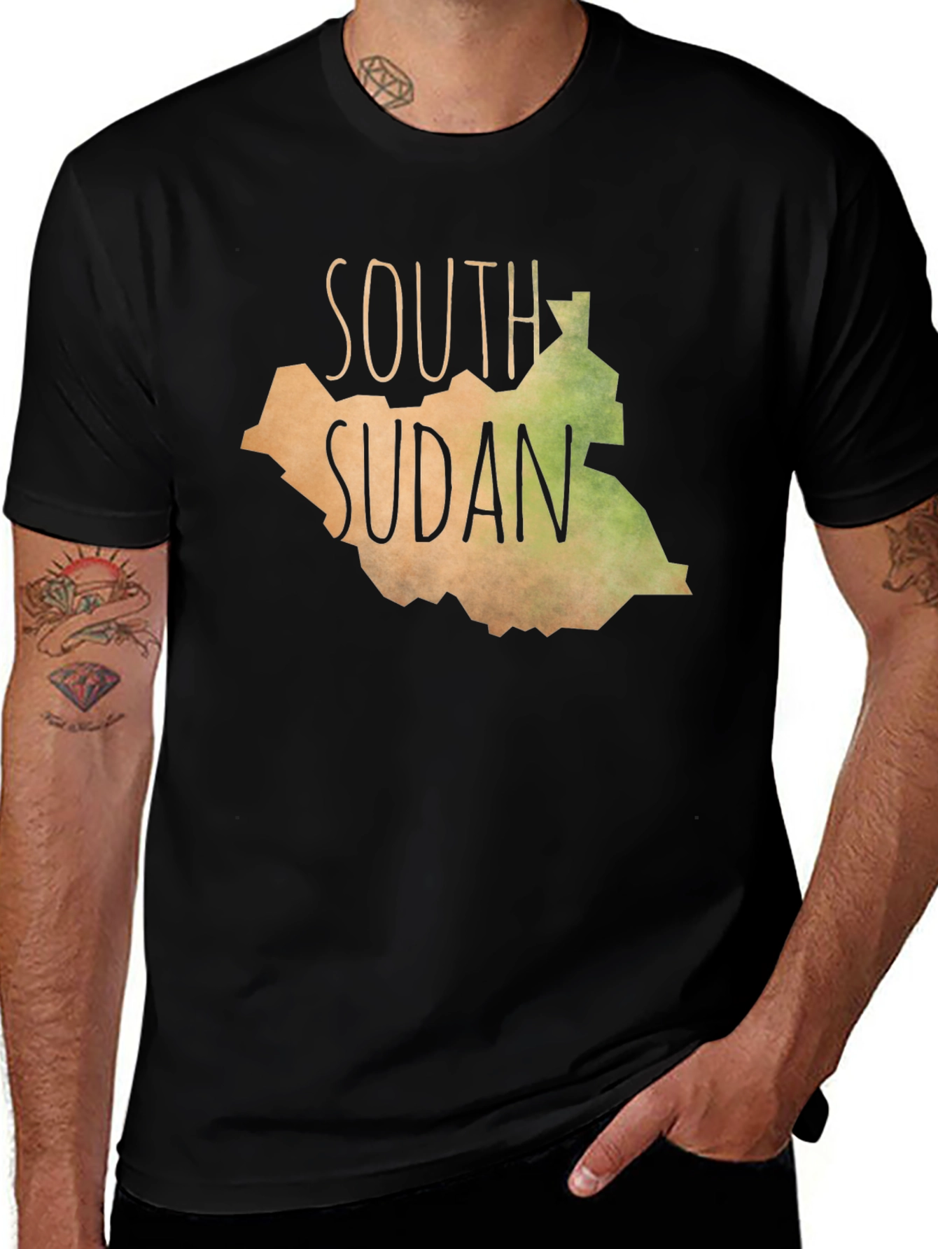 South Sudan Map Graphic Tee - Black