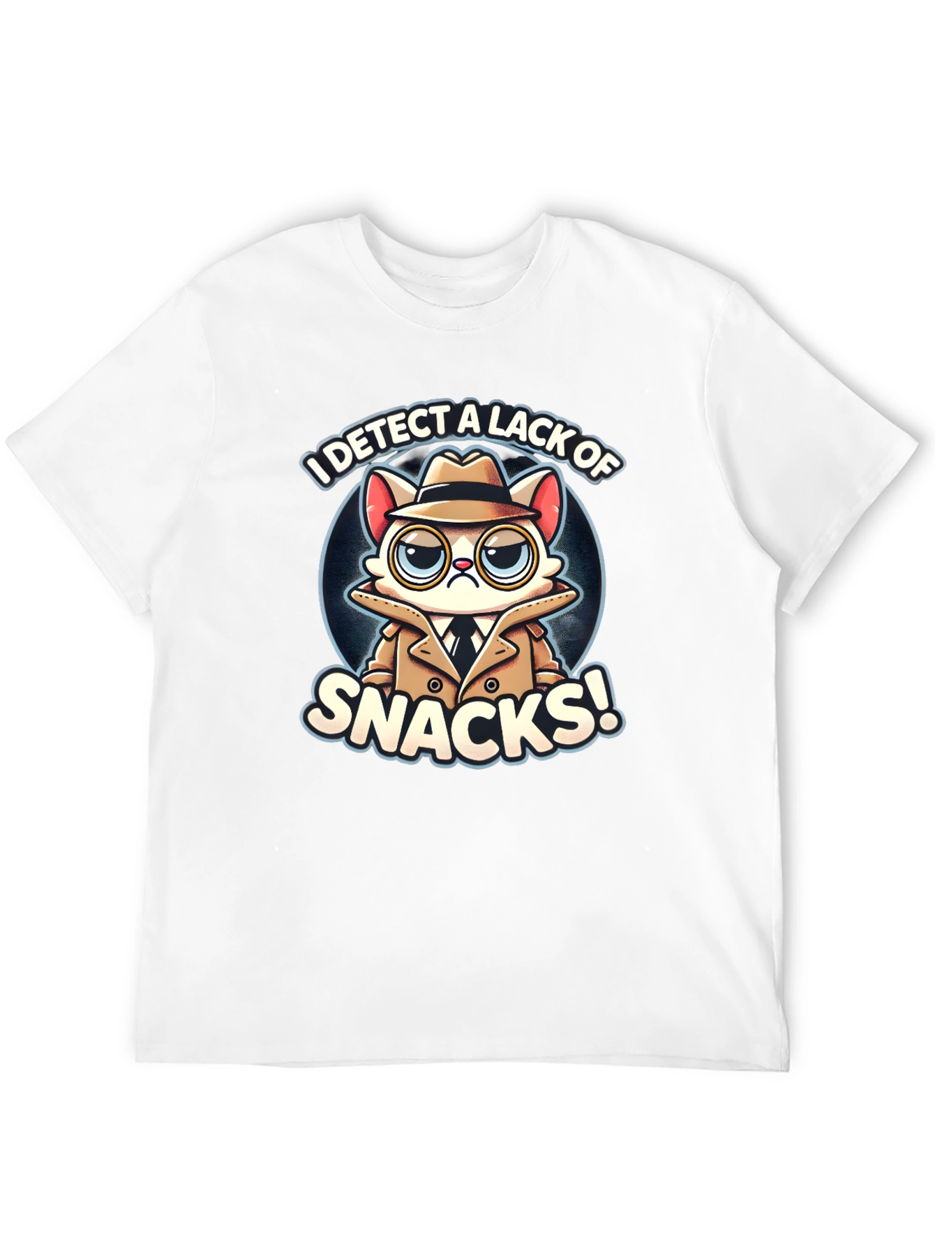 Detective Cat Snack T-Shirt - Funny Graphic Tee