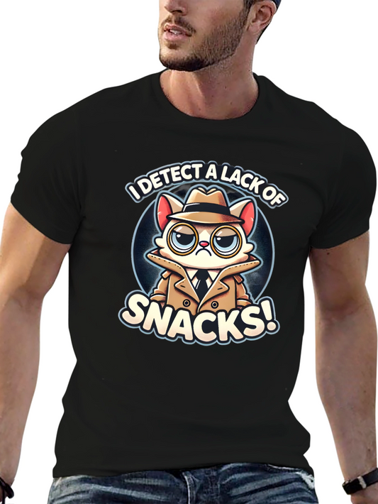 Detective Cat Snack T-Shirt - Funny Graphic Tee
