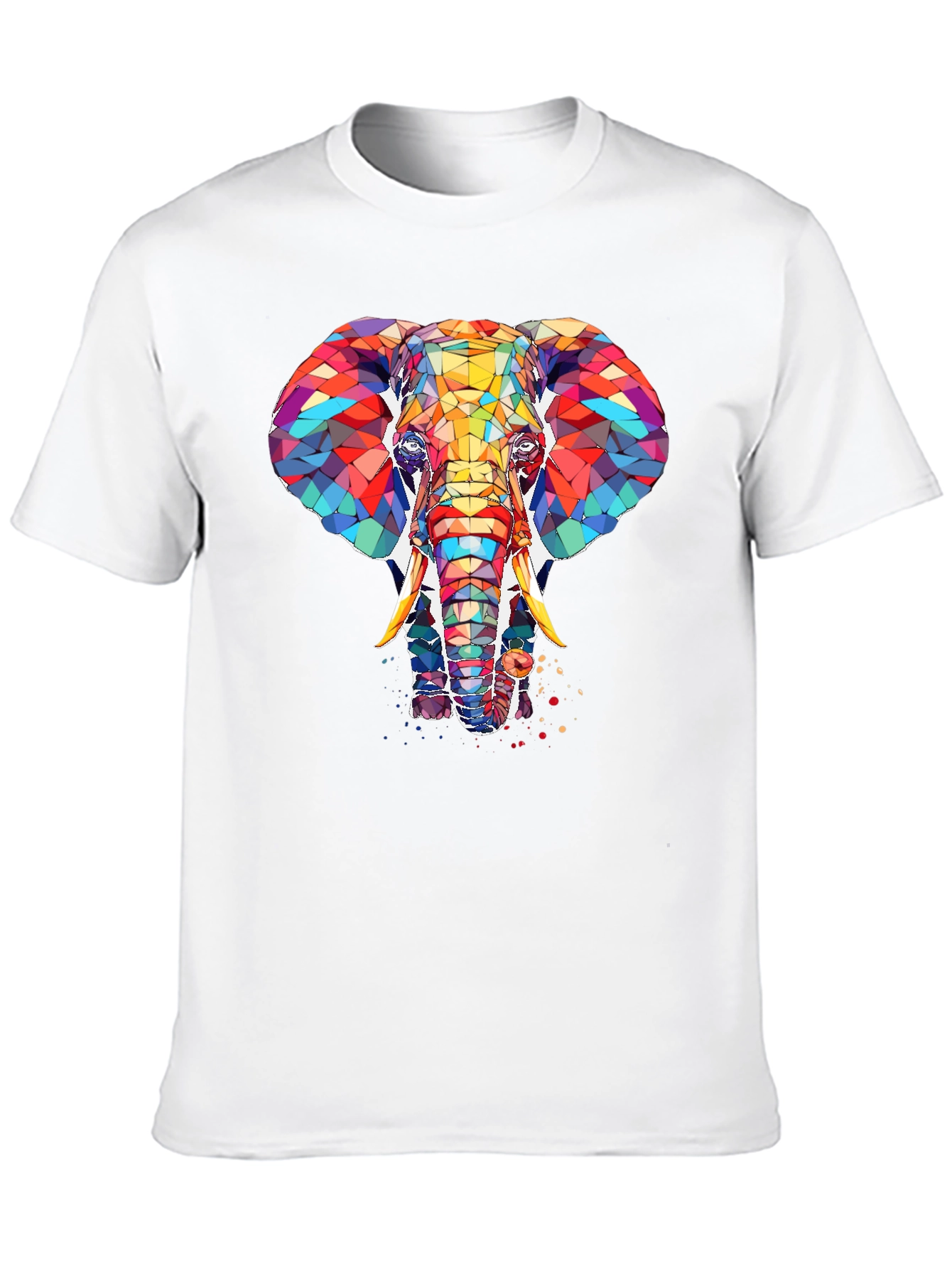 Abstract Elephant Graphic Print Black T-Shirt