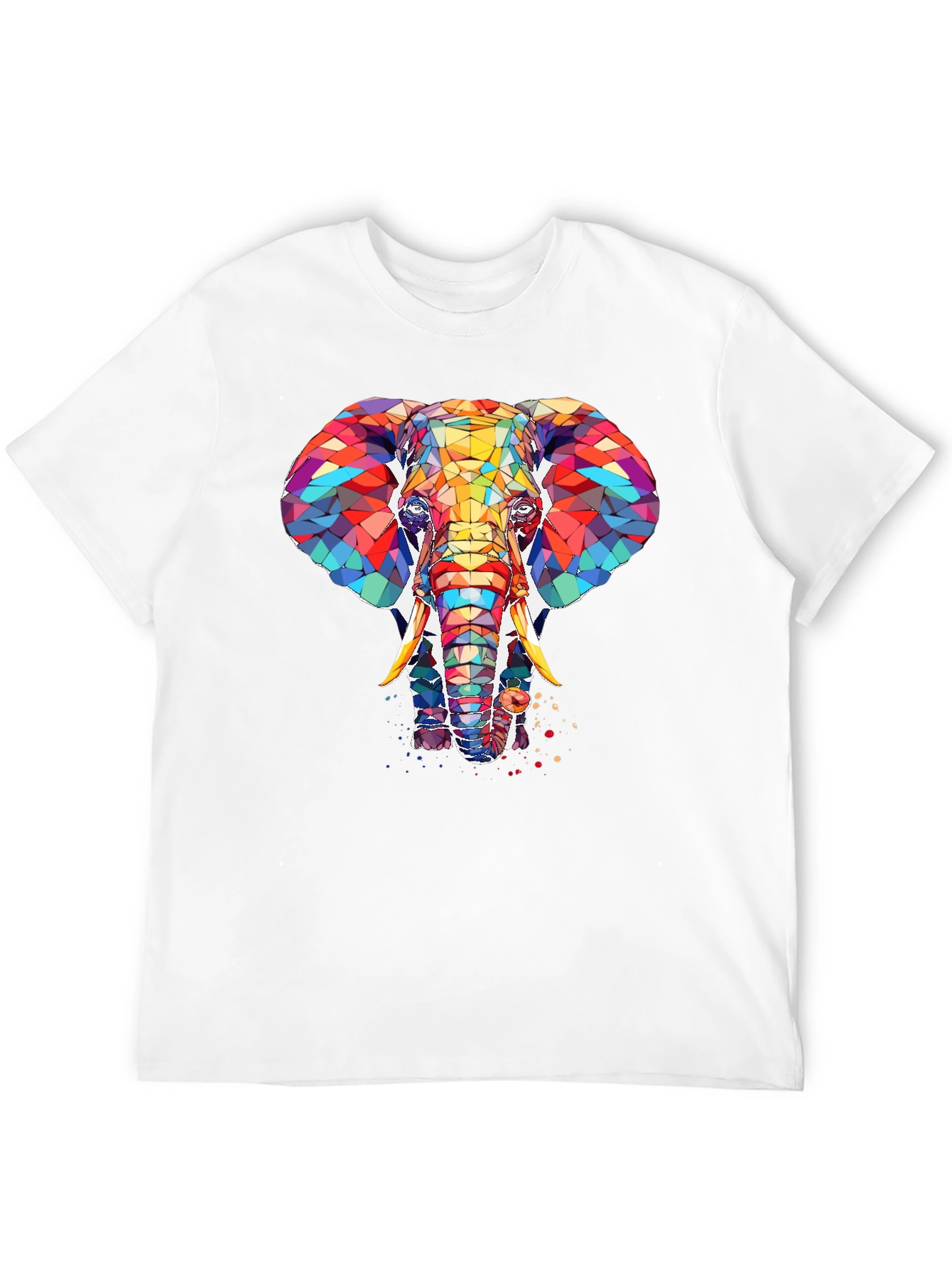 Abstract Elephant Graphic Print Black T-Shirt