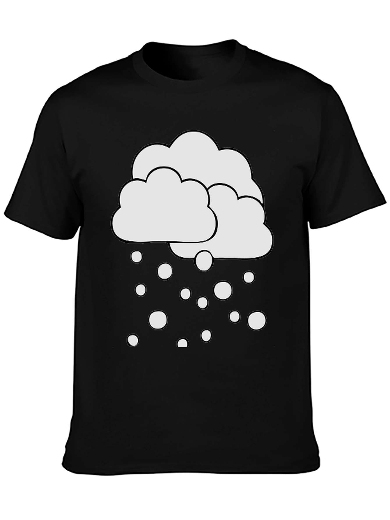 Cloudy Snowfall Graphic Tee - Black Cotton Casual Shirt