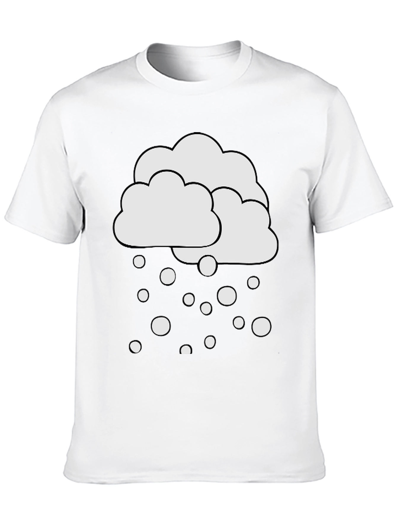 Cloudy Snowfall Graphic Tee - Black Cotton Casual Shirt