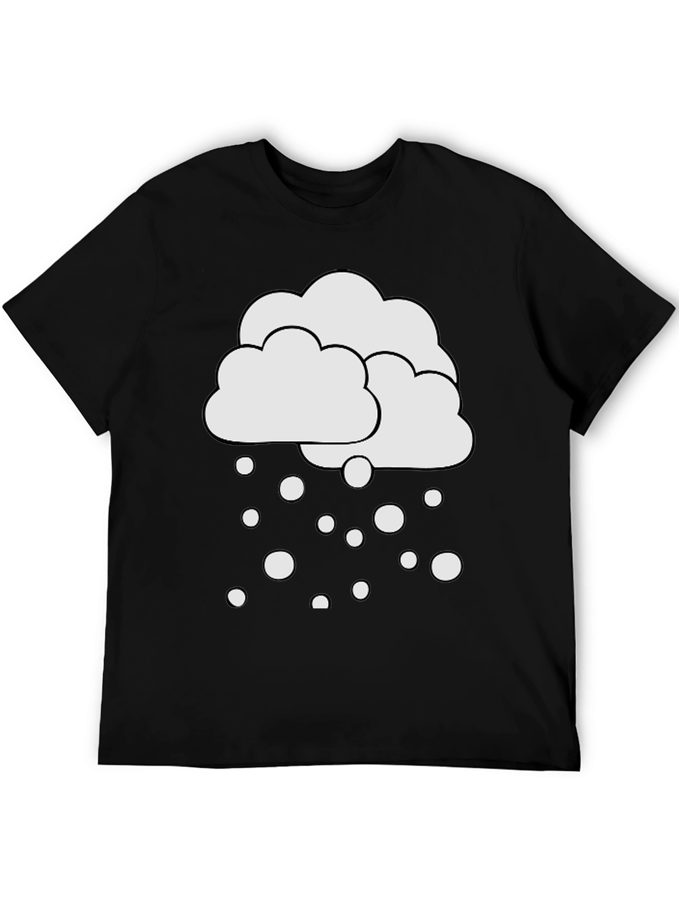 Cloudy Snowfall Graphic Tee - Black Cotton Casual Shirt
