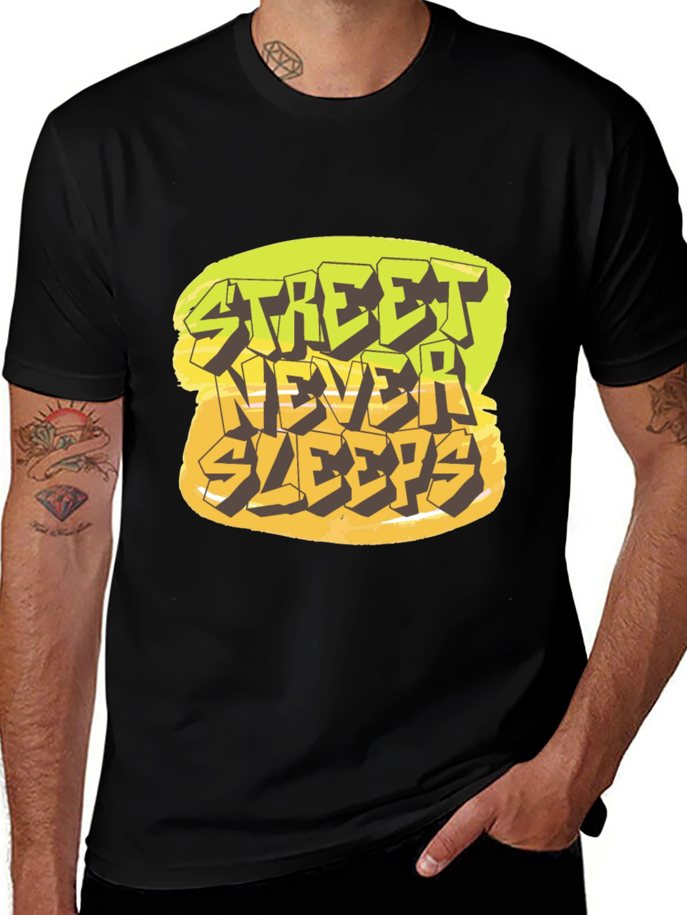 Street Never Sleeps Graphic Tee - Black