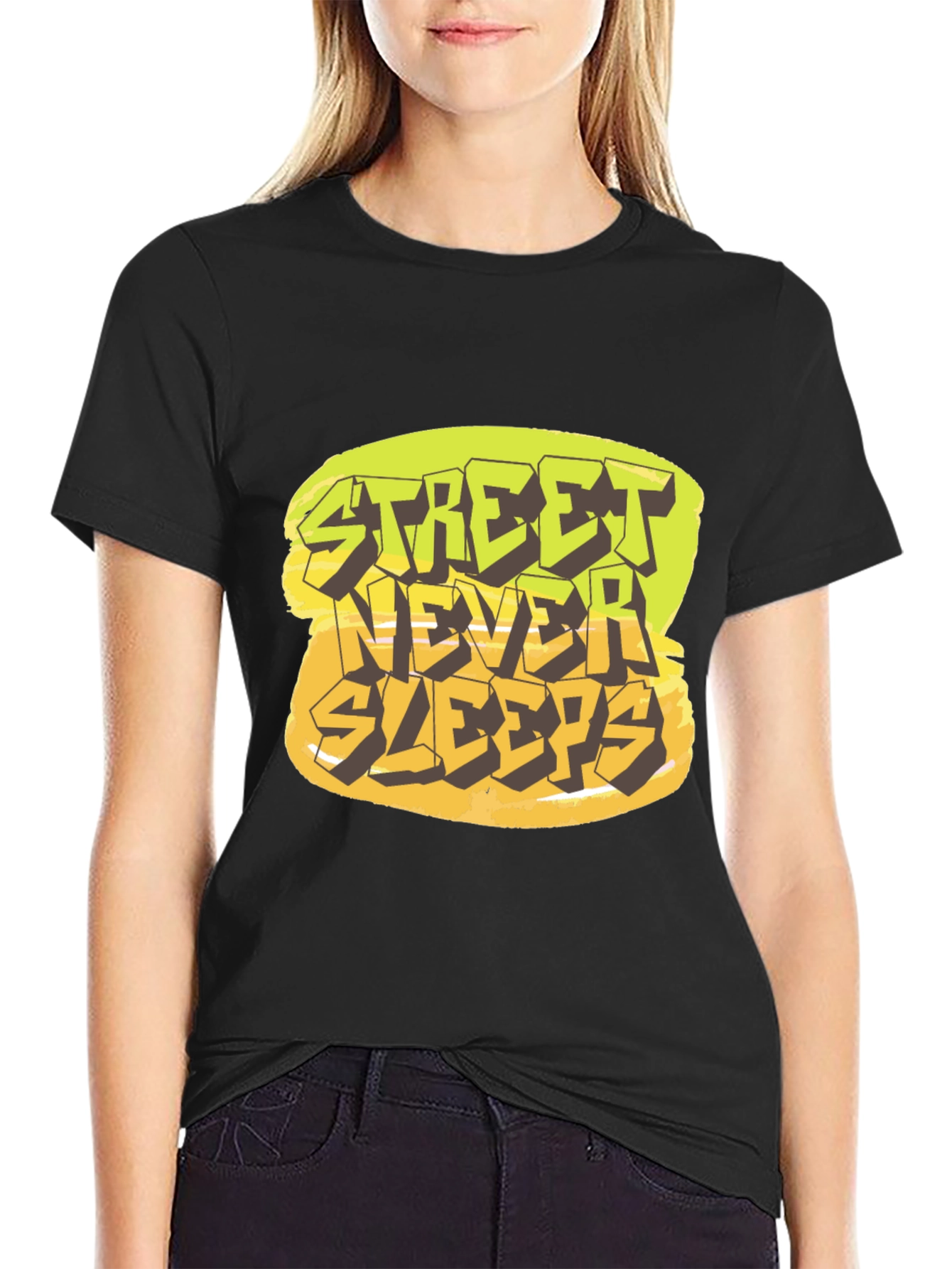 Street Never Sleeps Graphic Tee - Black