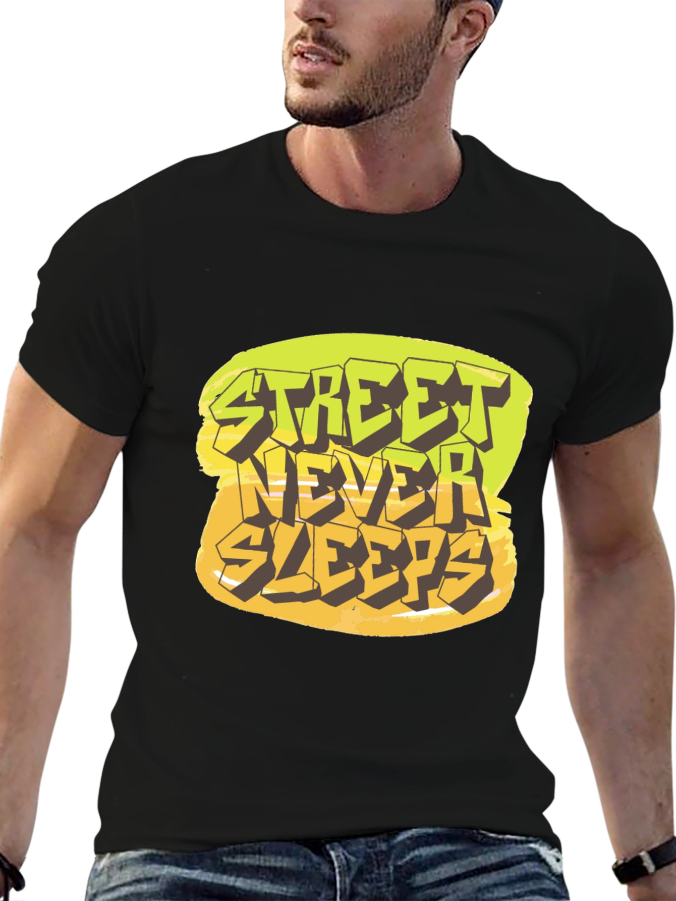 Street Never Sleeps Graphic Tee - Black