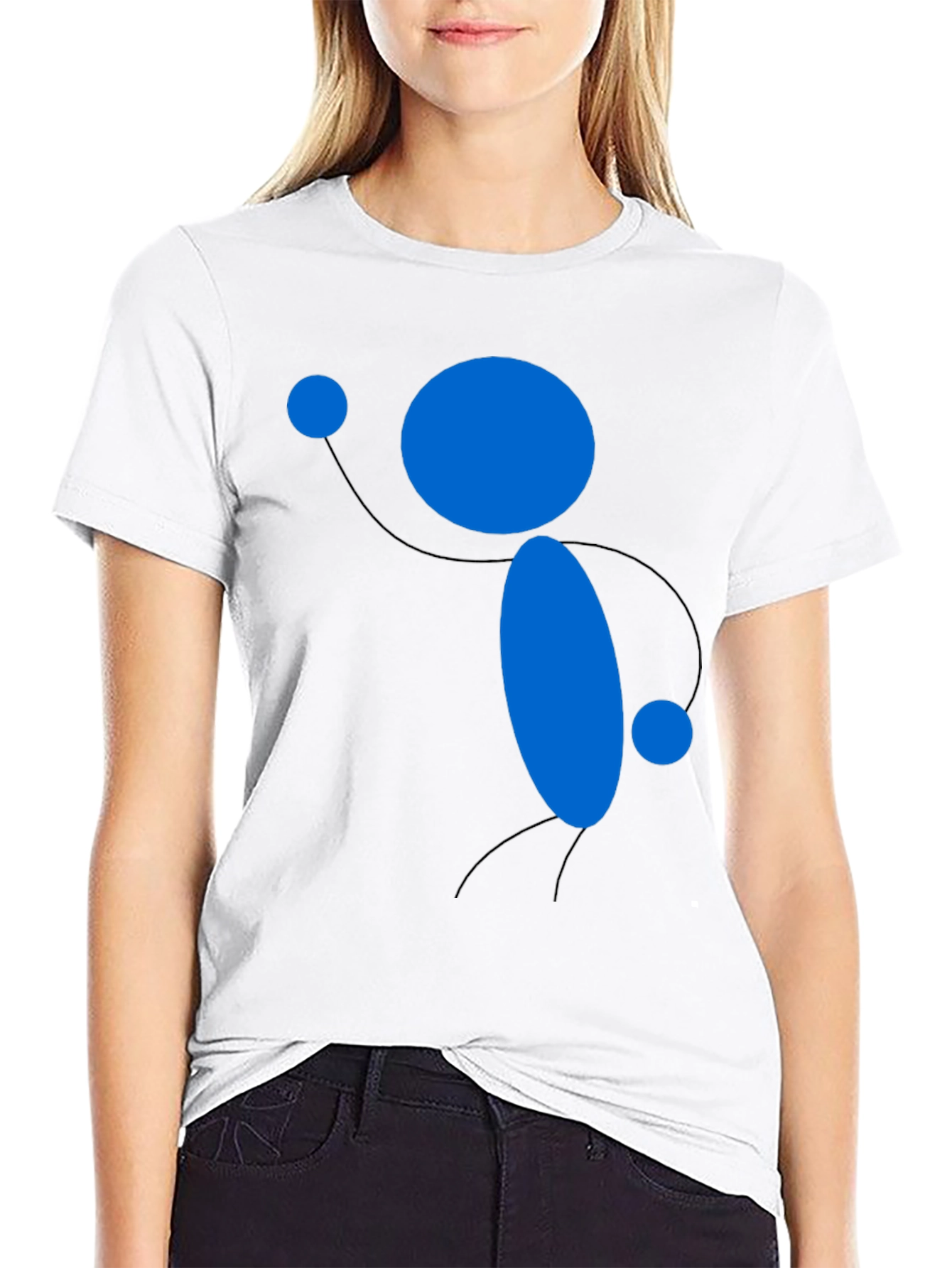 Abstract Blue Figure Black T-Shirt