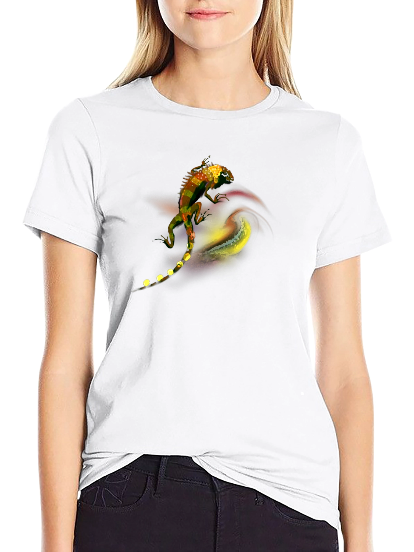 Lizard Graphic Tee - Artistic Black T-Shirt