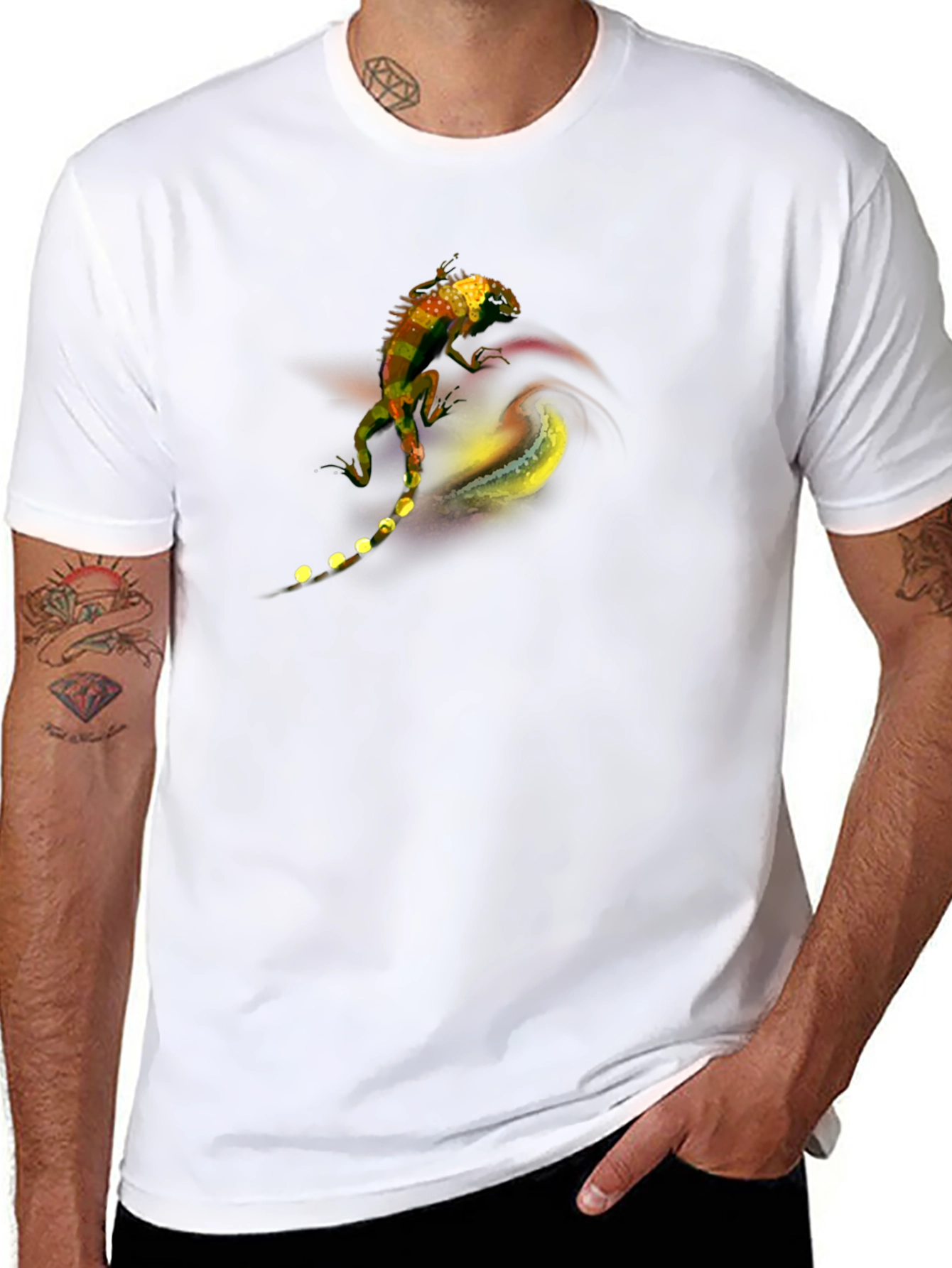 Lizard Graphic Tee - Artistic Black T-Shirt