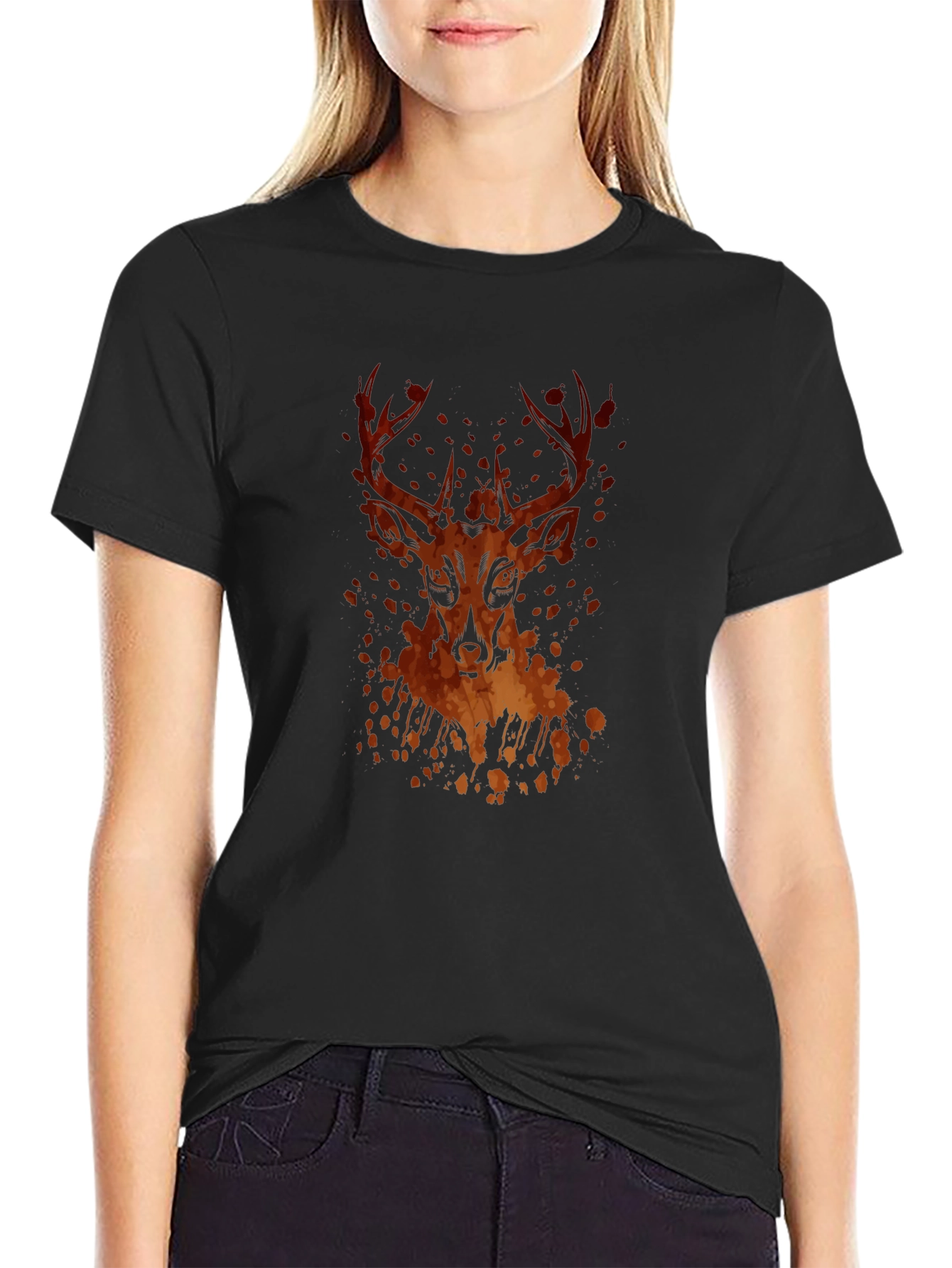 Mens Black Deer Graphic Tee
