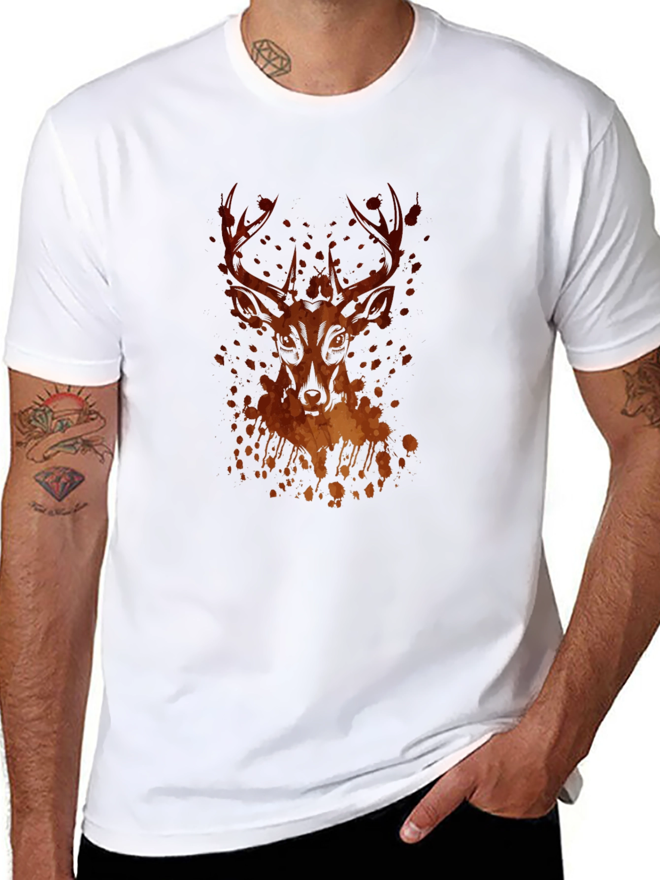Mens Black Deer Graphic Tee