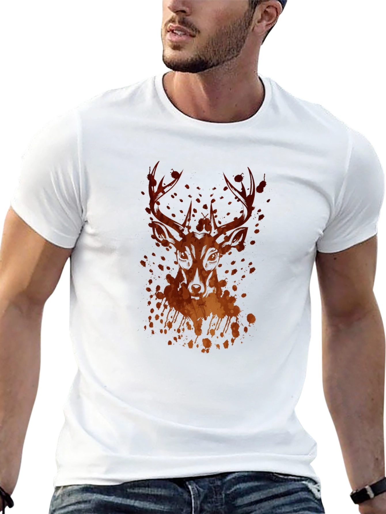 Mens Black Deer Graphic Tee