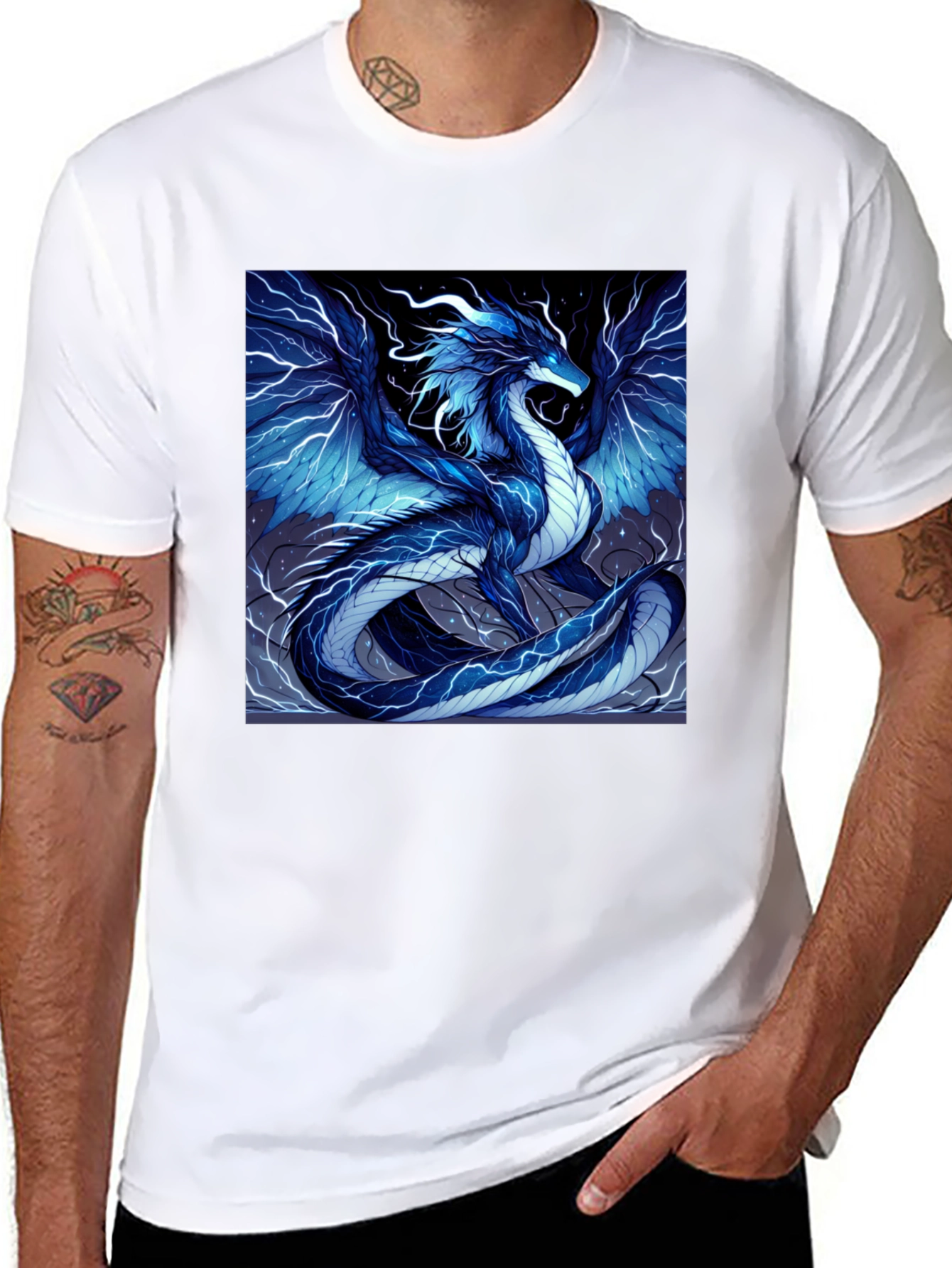 Electric Blue Dragon Graphic T-Shirt