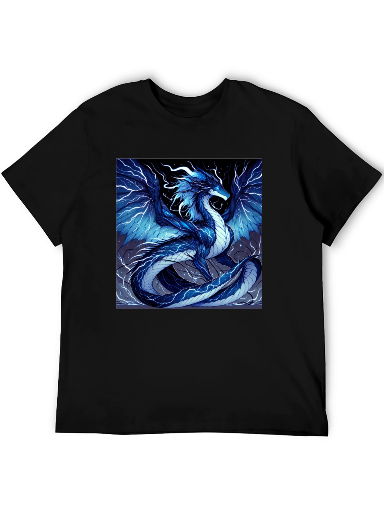 Electric Blue Dragon Graphic T-Shirt