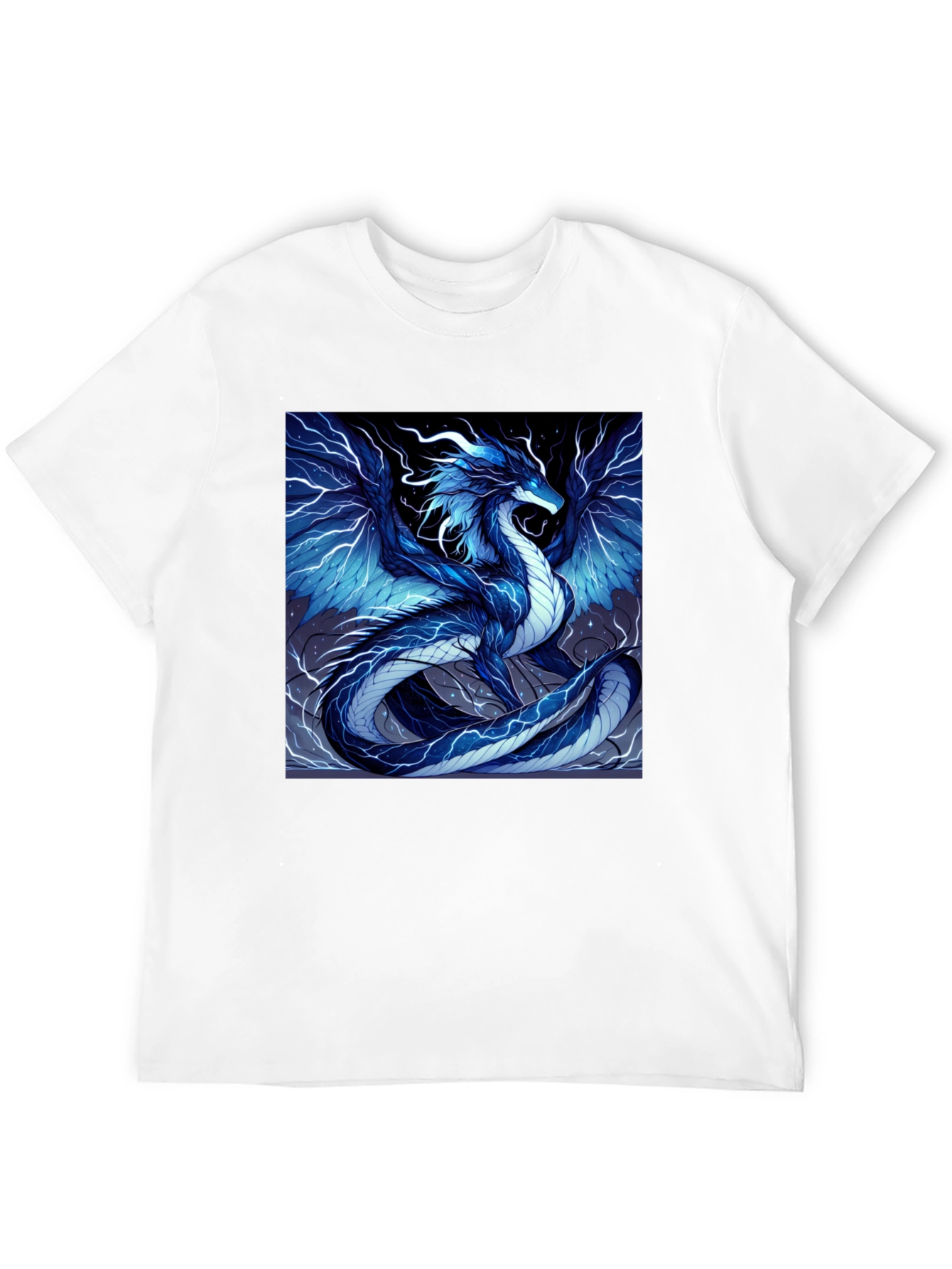 Electric Blue Dragon Graphic T-Shirt