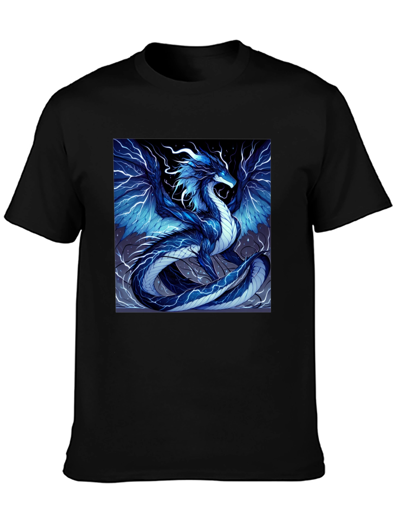 Electric Blue Dragon Graphic T-Shirt