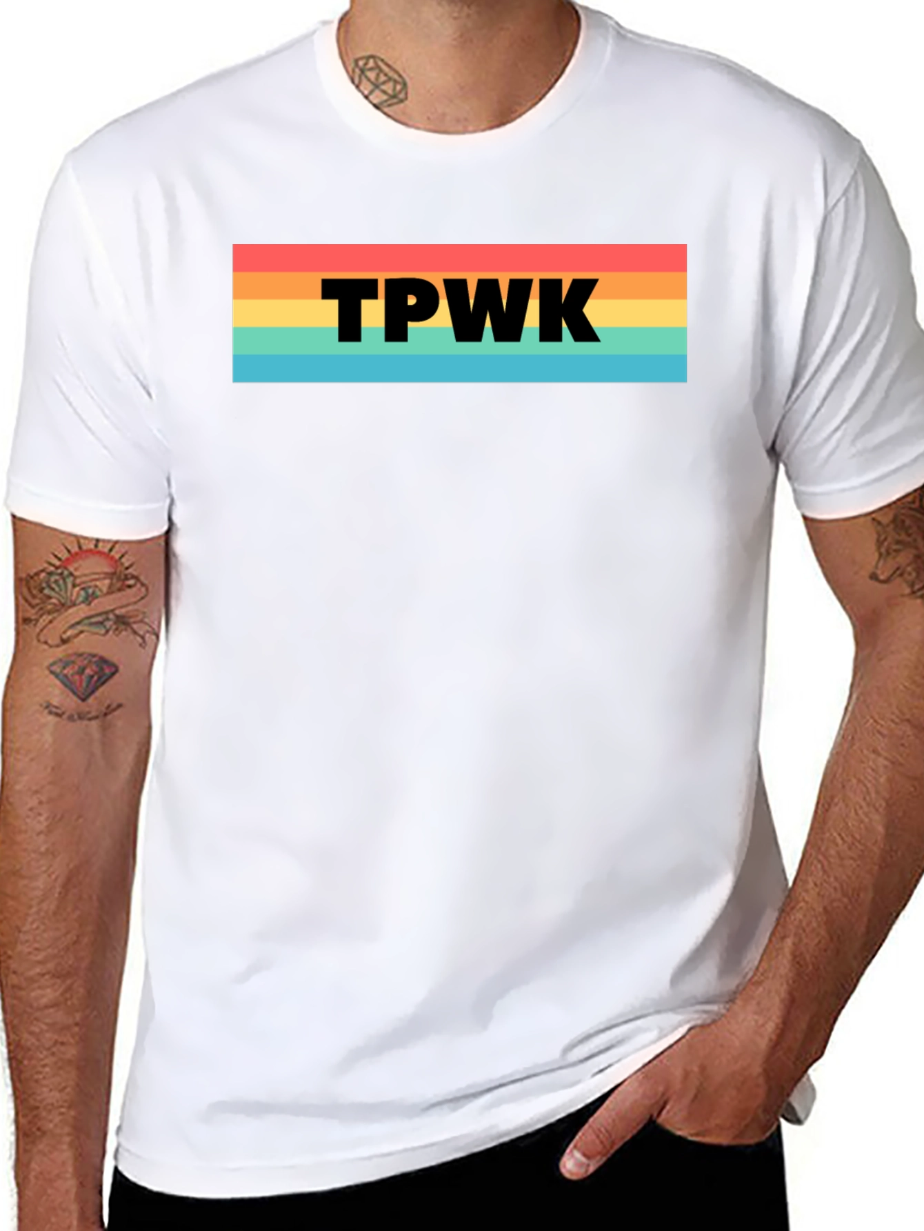 TPWK Rainbow Stripe T-Shirt - Trendy Casual Tee