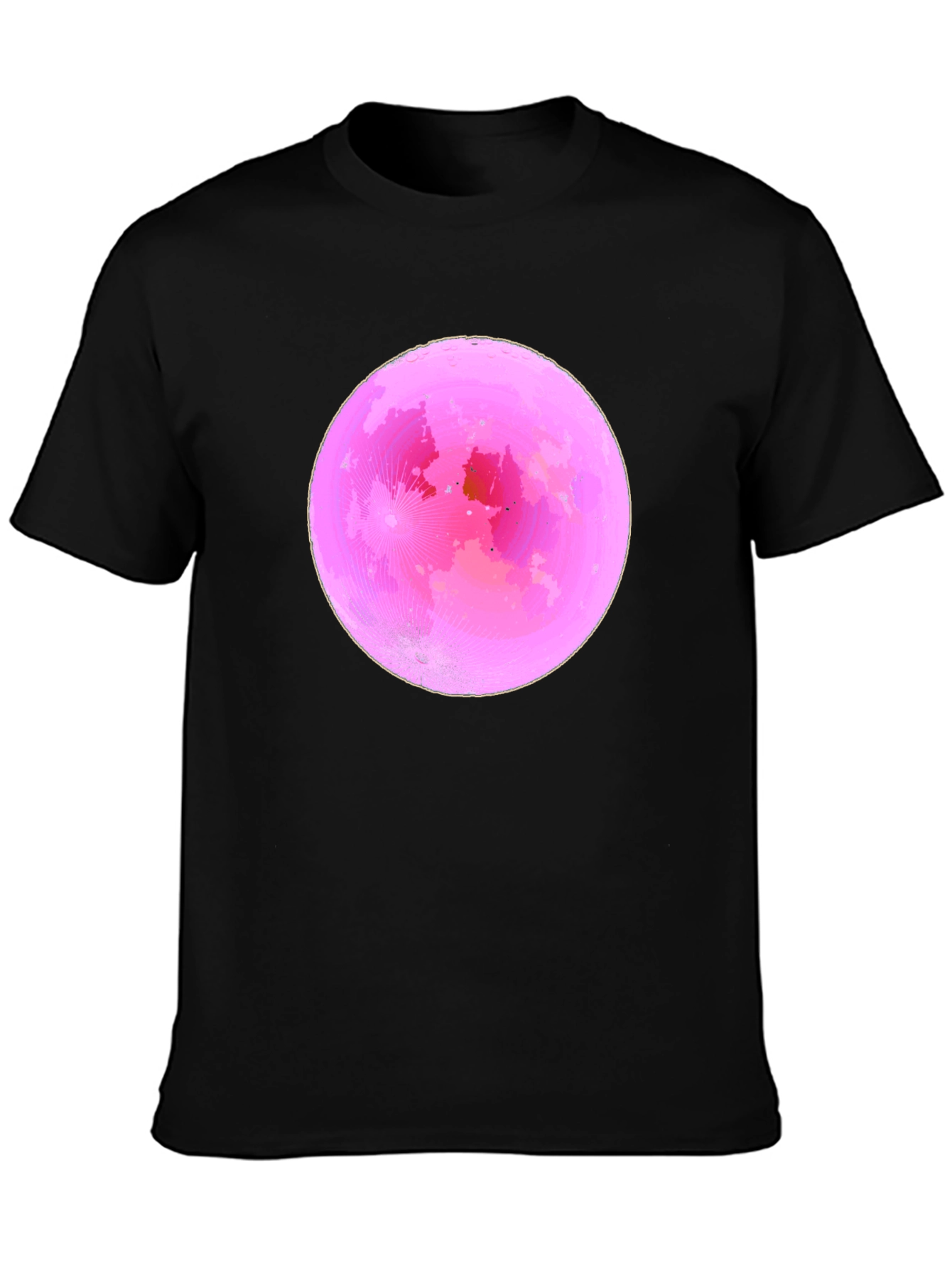 Pink Moon Graphic Tee - Soft Black Cotton T-Shirt
