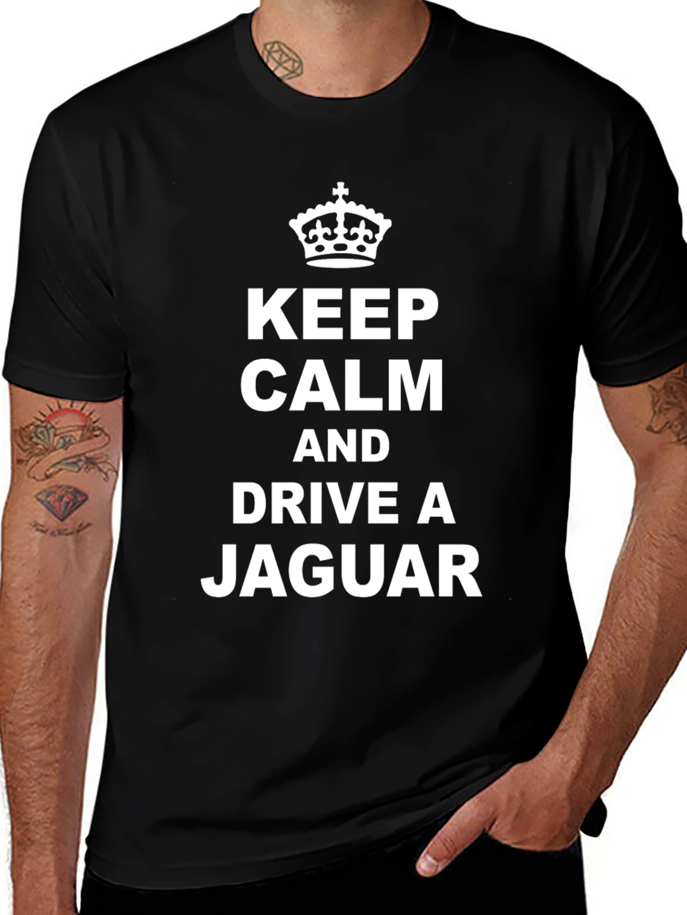 Keep Calm Drive Jaguar Black T-Shirt