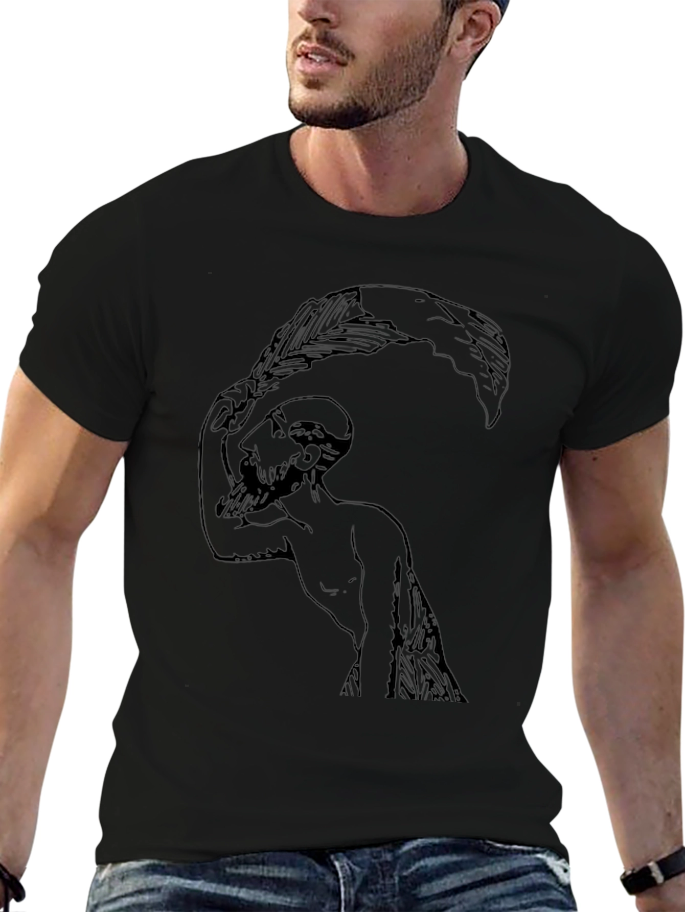 Unique Graphic Print Tee -  Striking Design