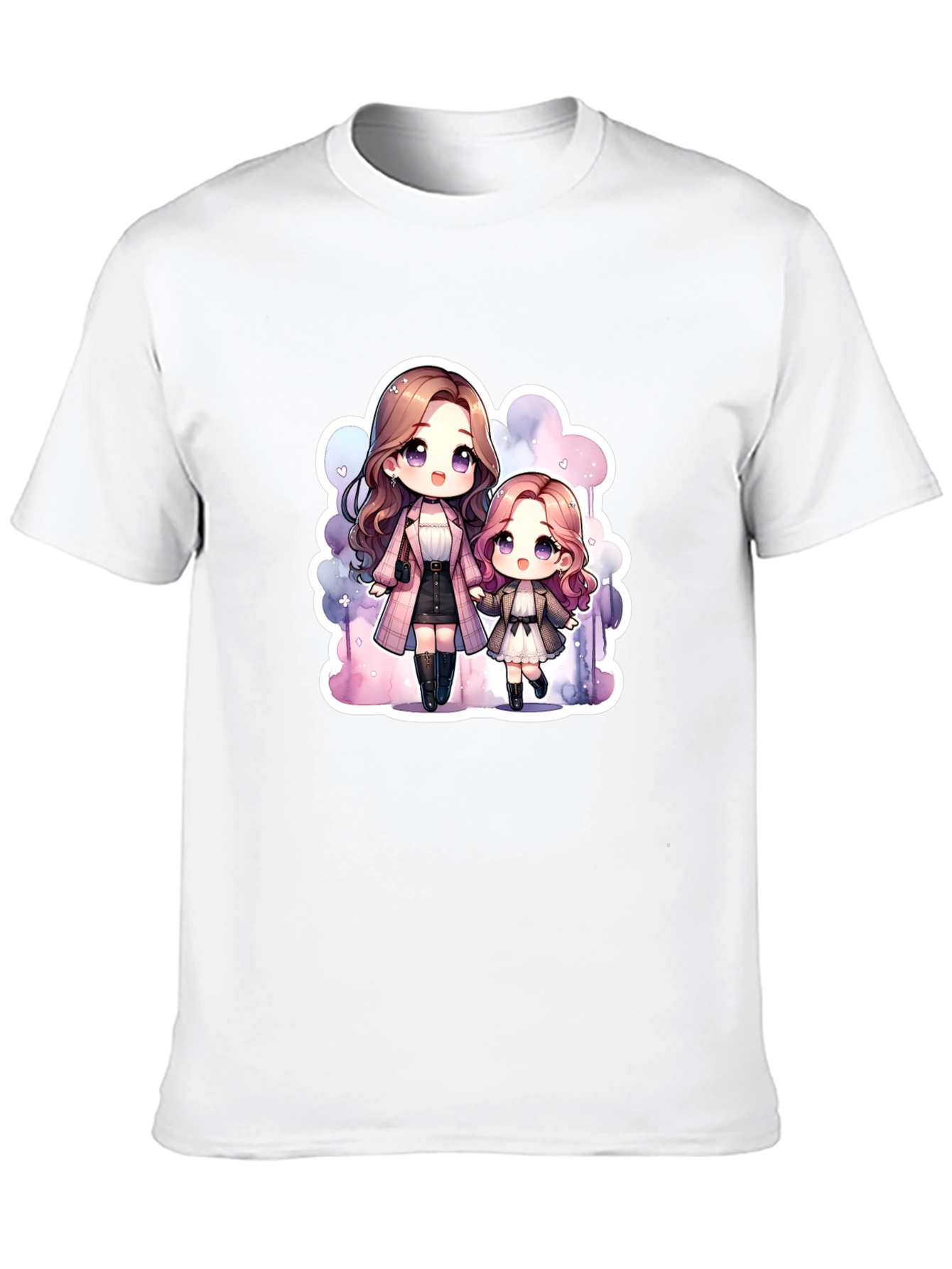 Anime Mom & Daughter Black T-Shirt