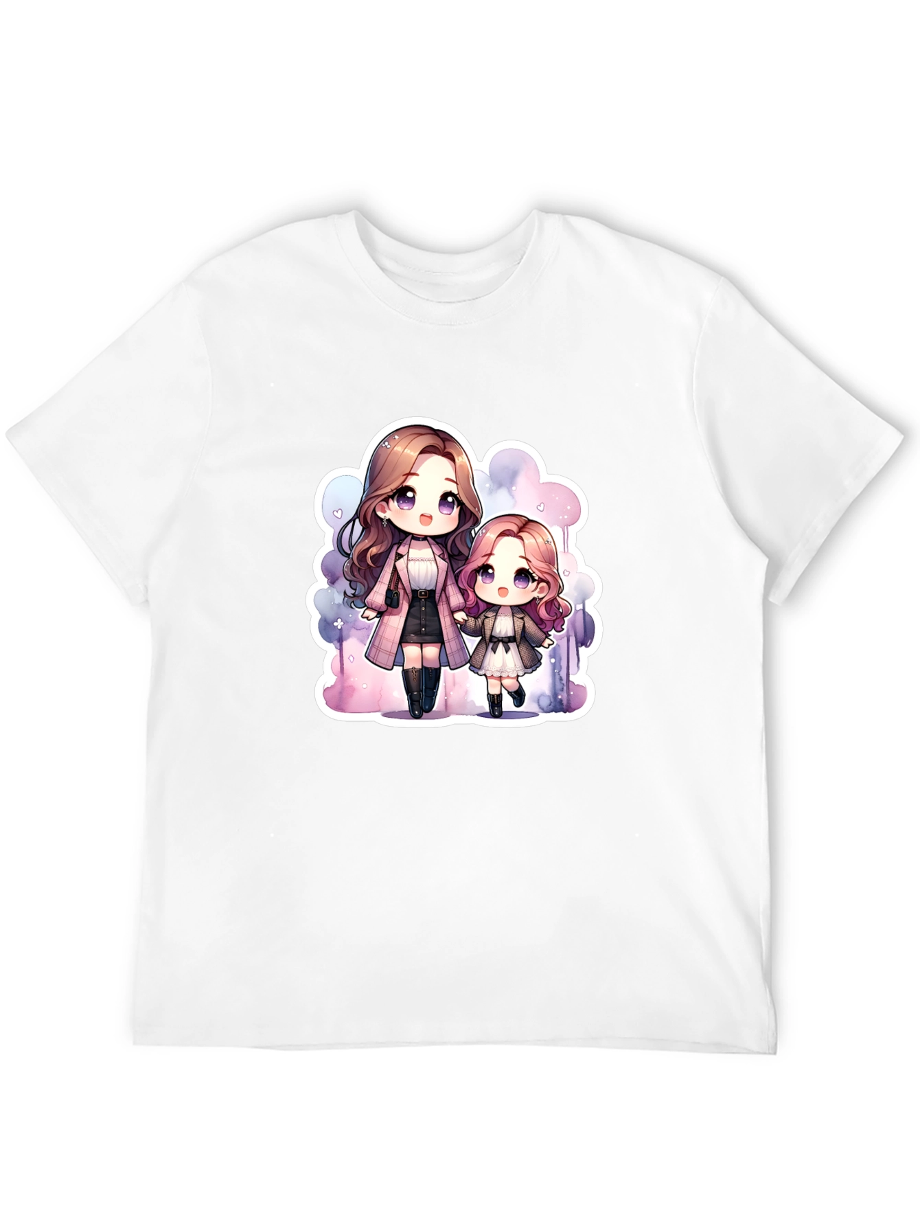 Anime Mom & Daughter Black T-Shirt