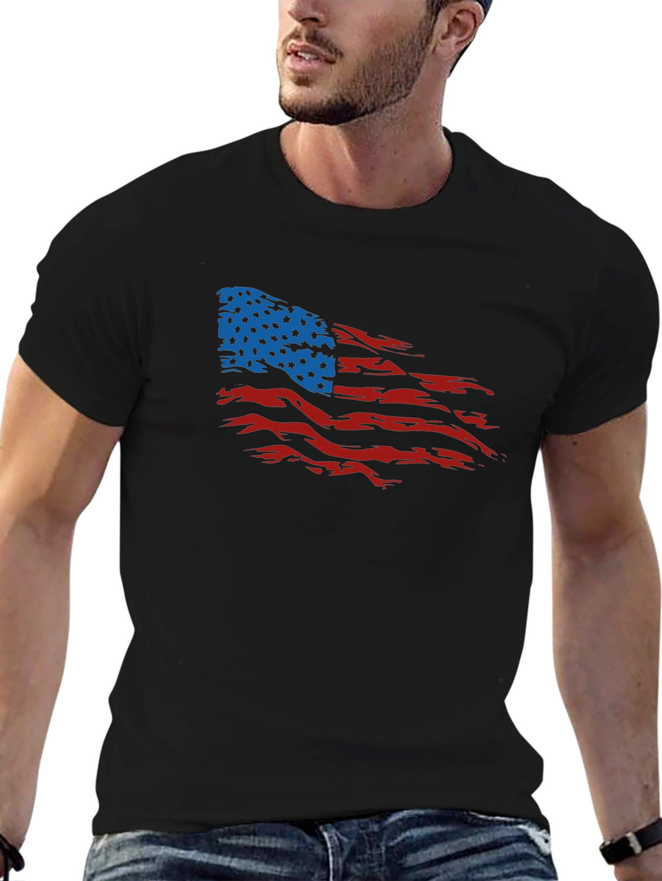 American Flag Distressed Graphic T-Shirt