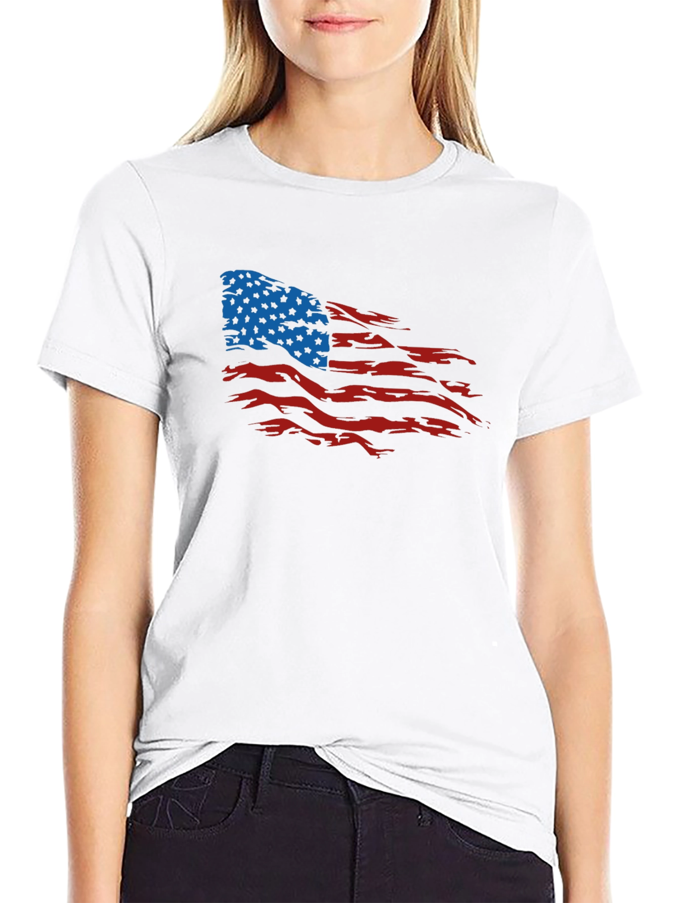 American Flag Distressed Graphic T-Shirt