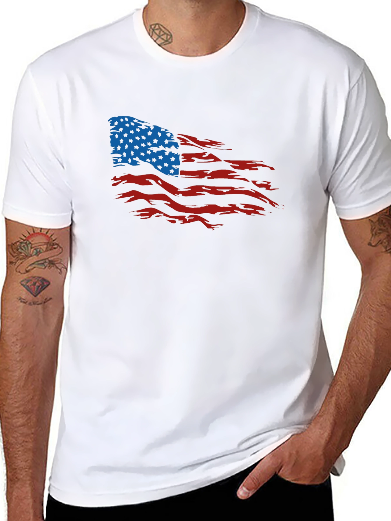 American Flag Distressed Graphic T-Shirt