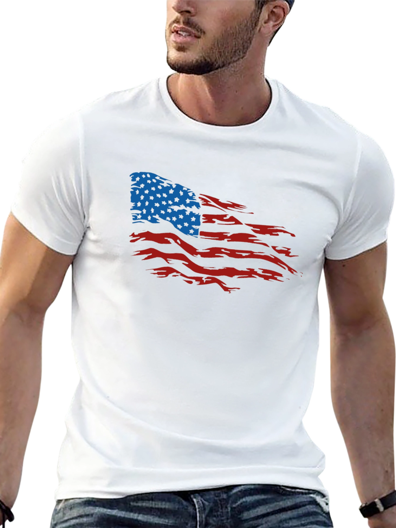 American Flag Distressed Graphic T-Shirt