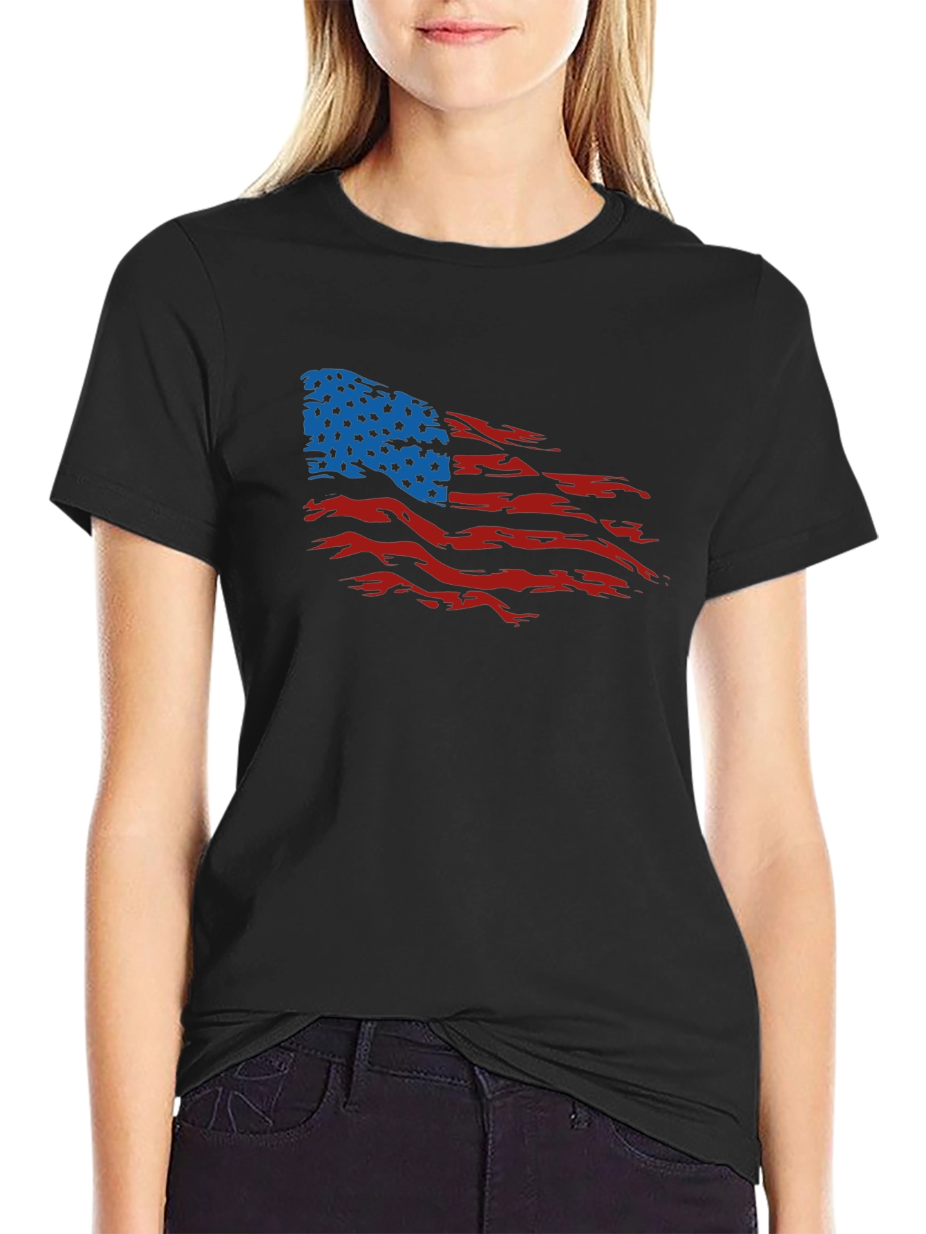 American Flag Distressed Graphic T-Shirt