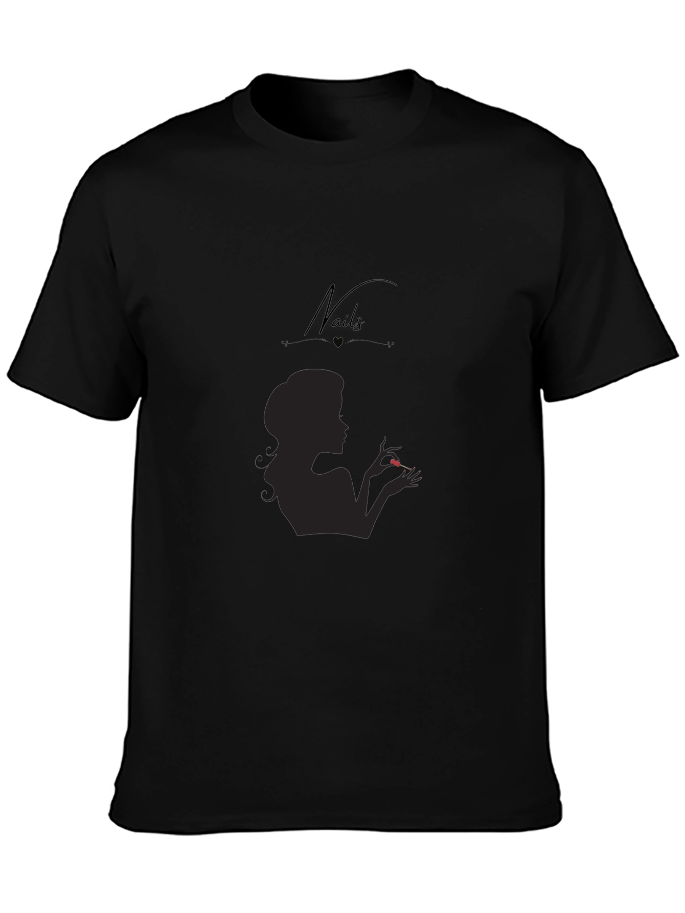 Stylish Silhouette Nails Design Black T-Shirt