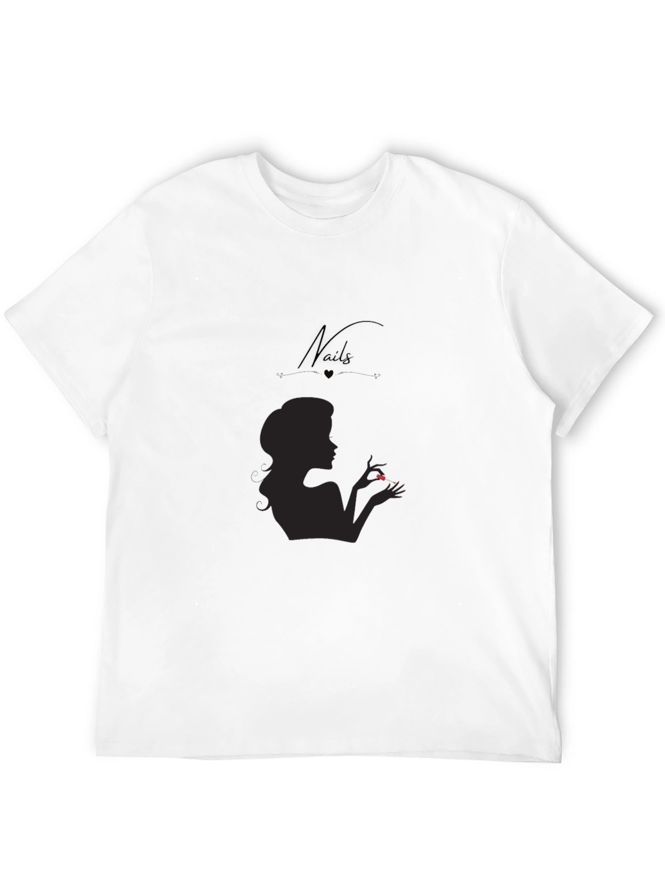 Stylish Silhouette Nails Design Black T-Shirt
