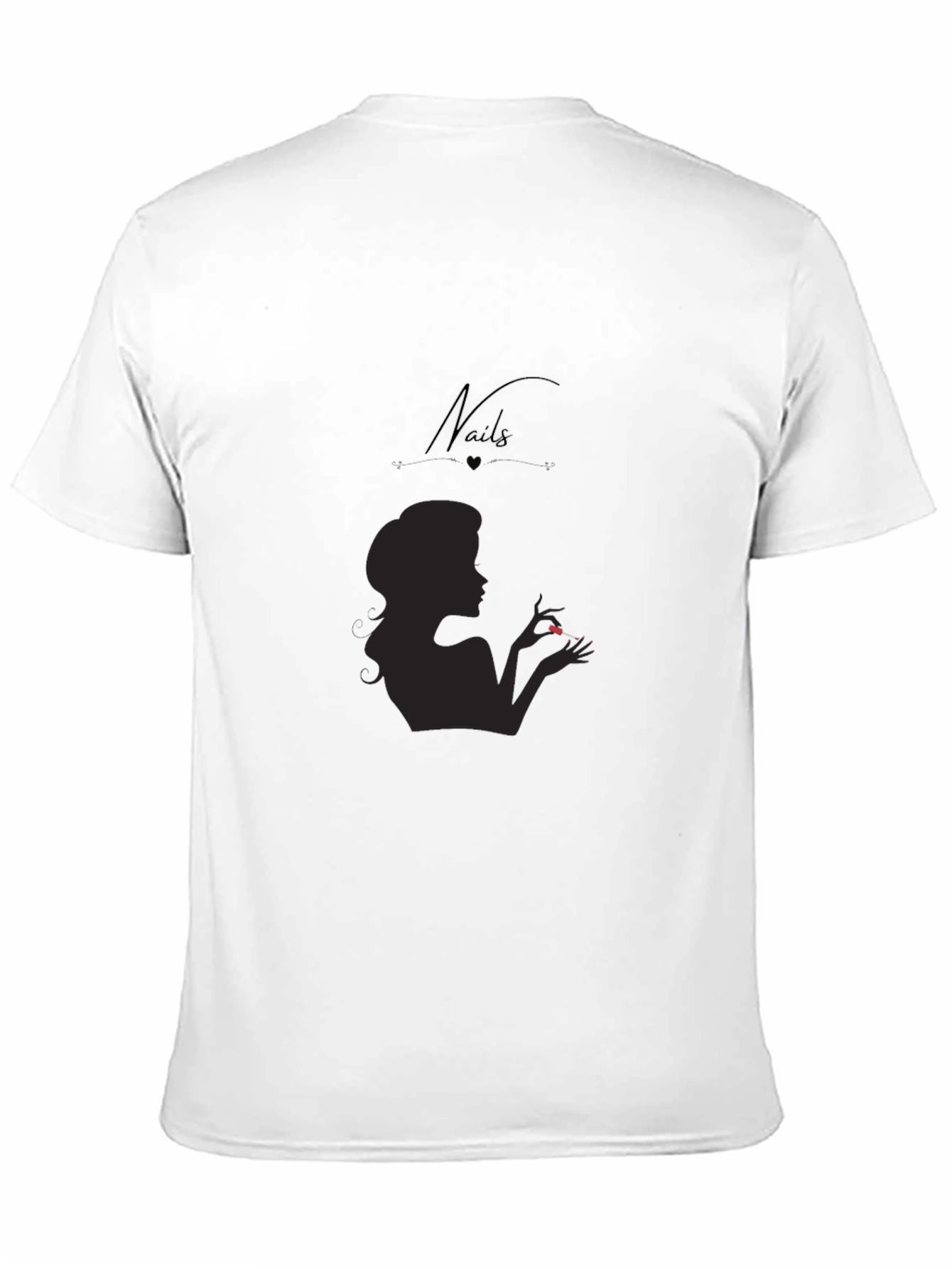 Stylish Silhouette Nails Design Black T-Shirt