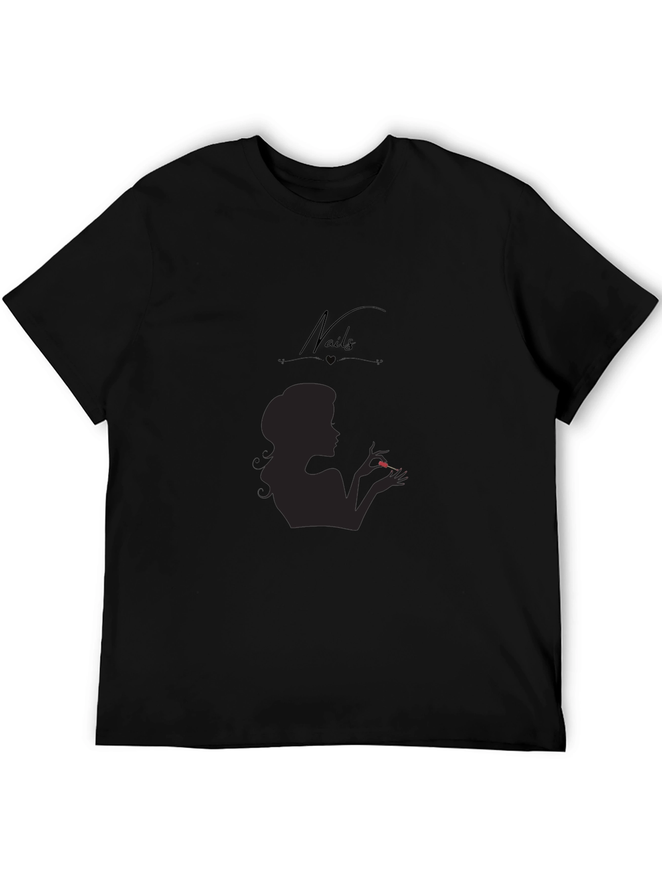 Stylish Silhouette Nails Design Black T-Shirt
