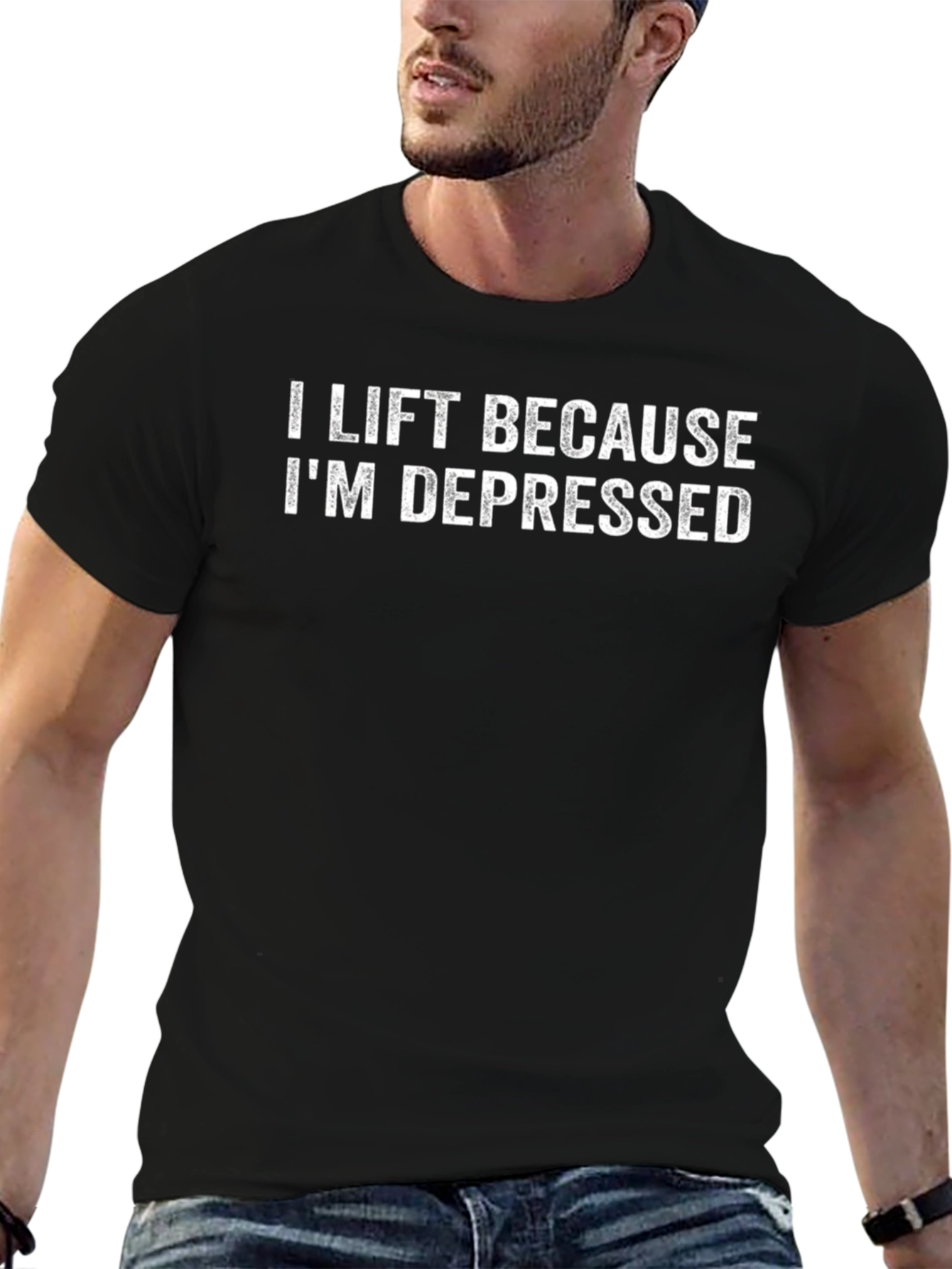 I Lift Because Im Depressed T-Shirt - Gym Motivation