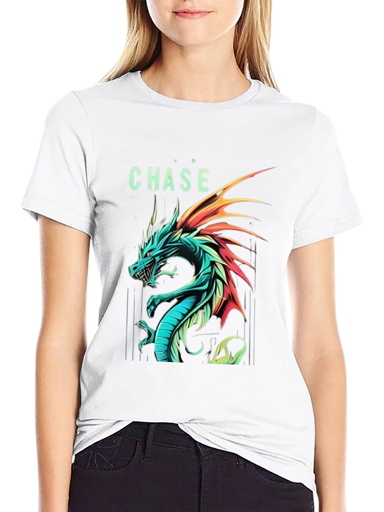 Chase Dragon Graphic Print Black T-Shirt