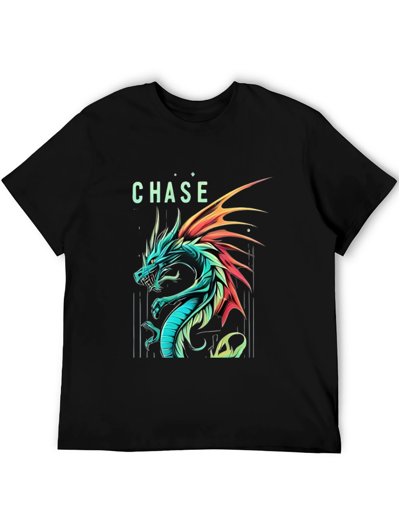 Chase Dragon Graphic Print Black T-Shirt