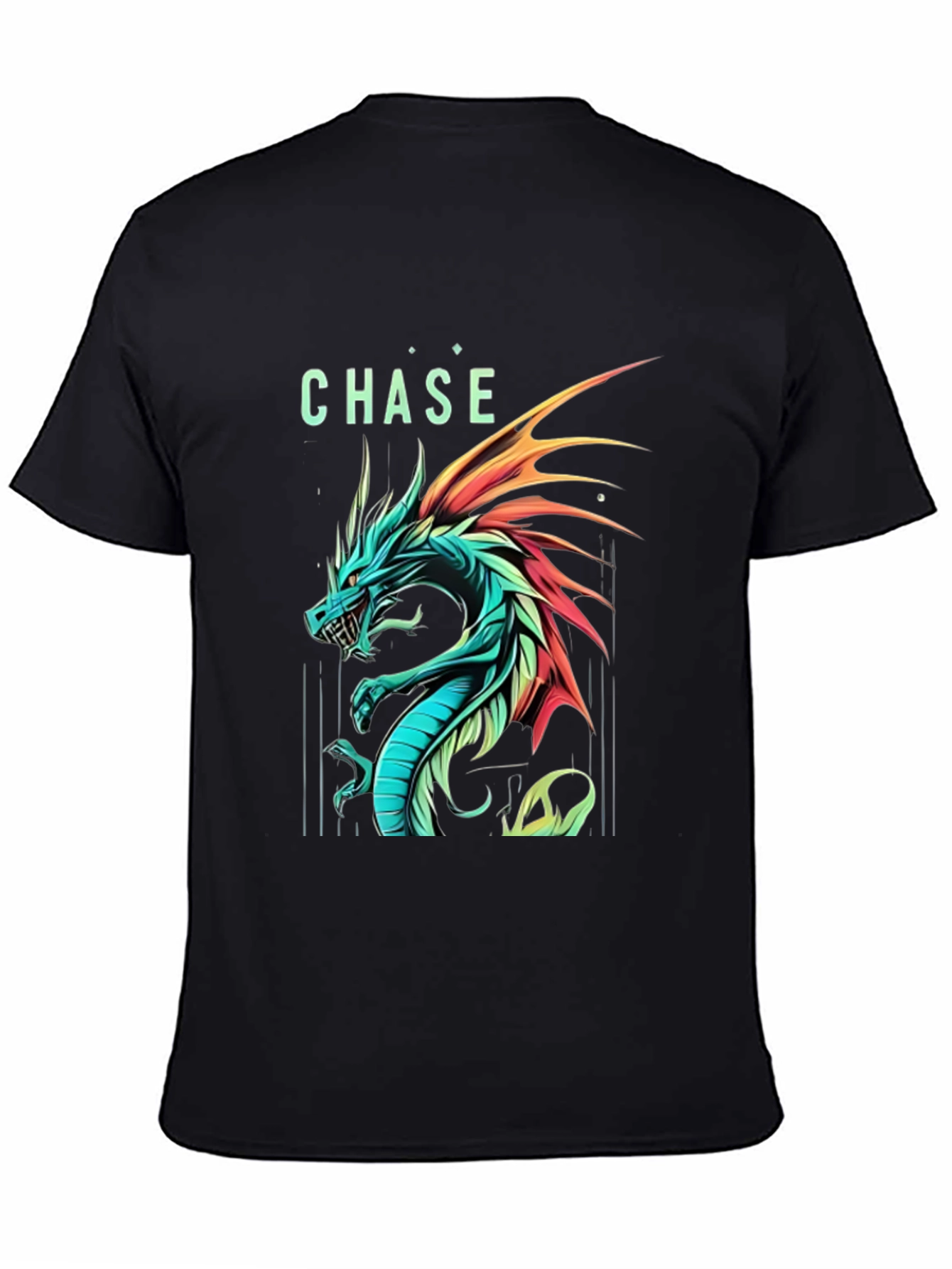 Chase Dragon Graphic Print Black T-Shirt