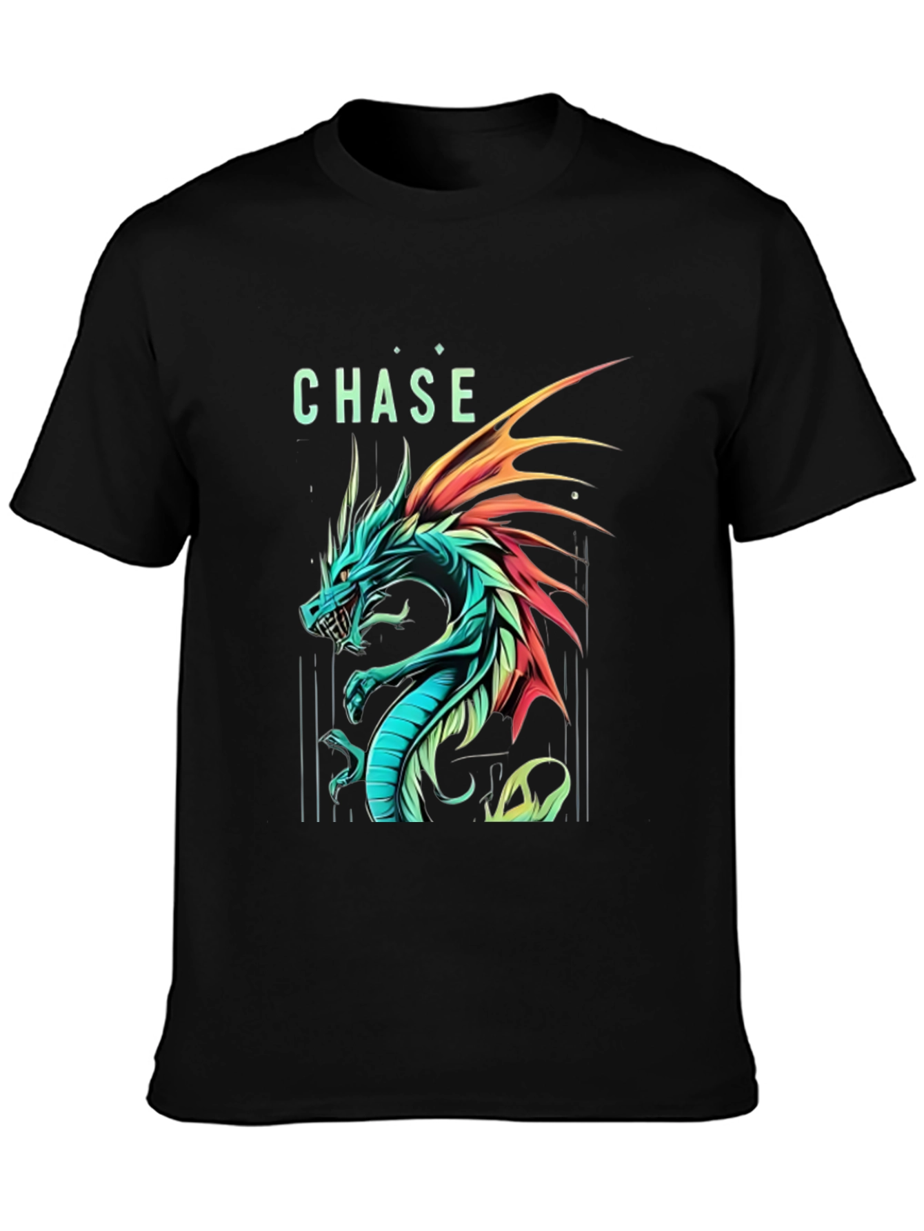 Chase Dragon Graphic Print Black T-Shirt