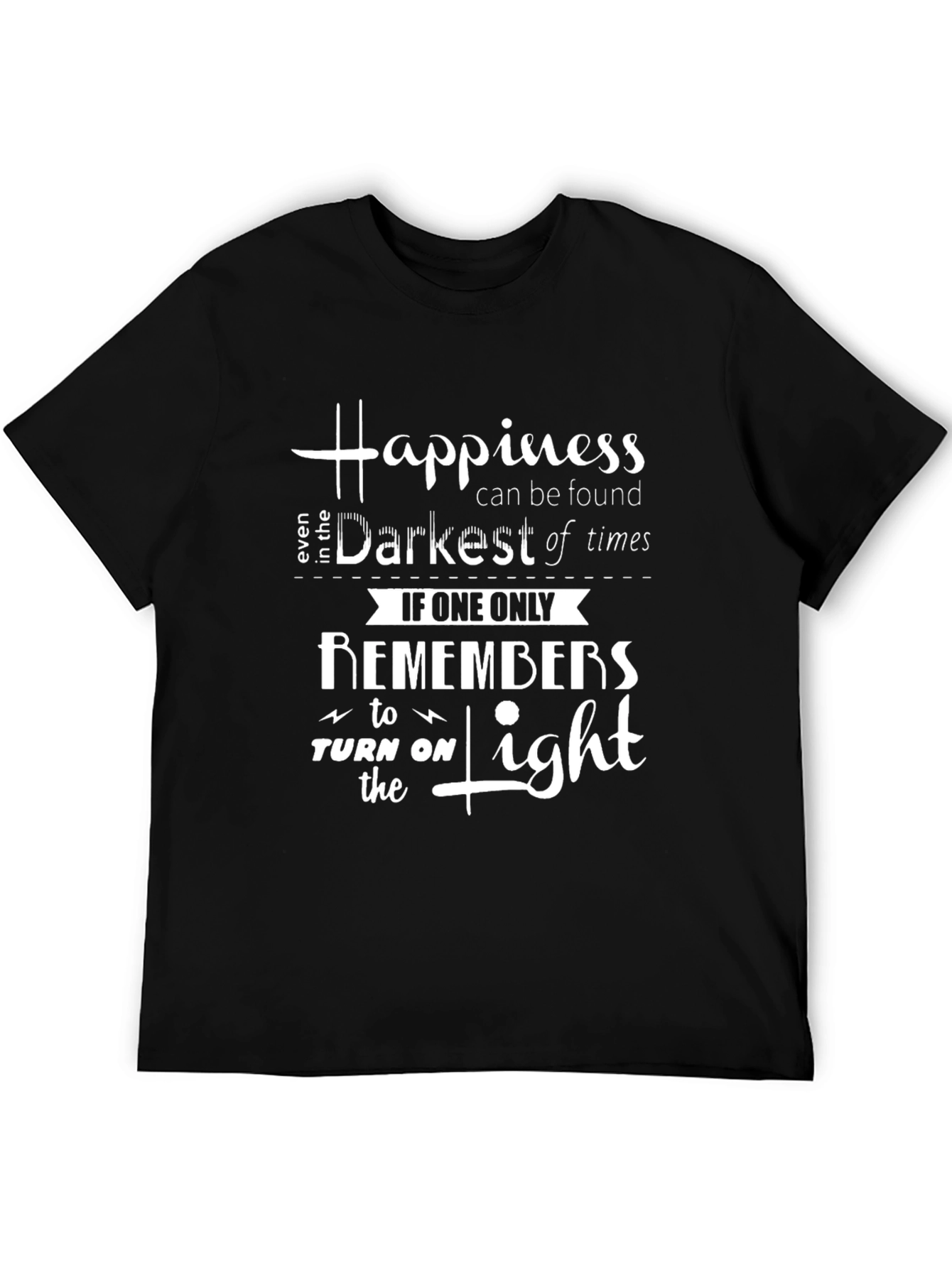 Happiness Quote Graphic Tee - Motivational Black T-Shirt