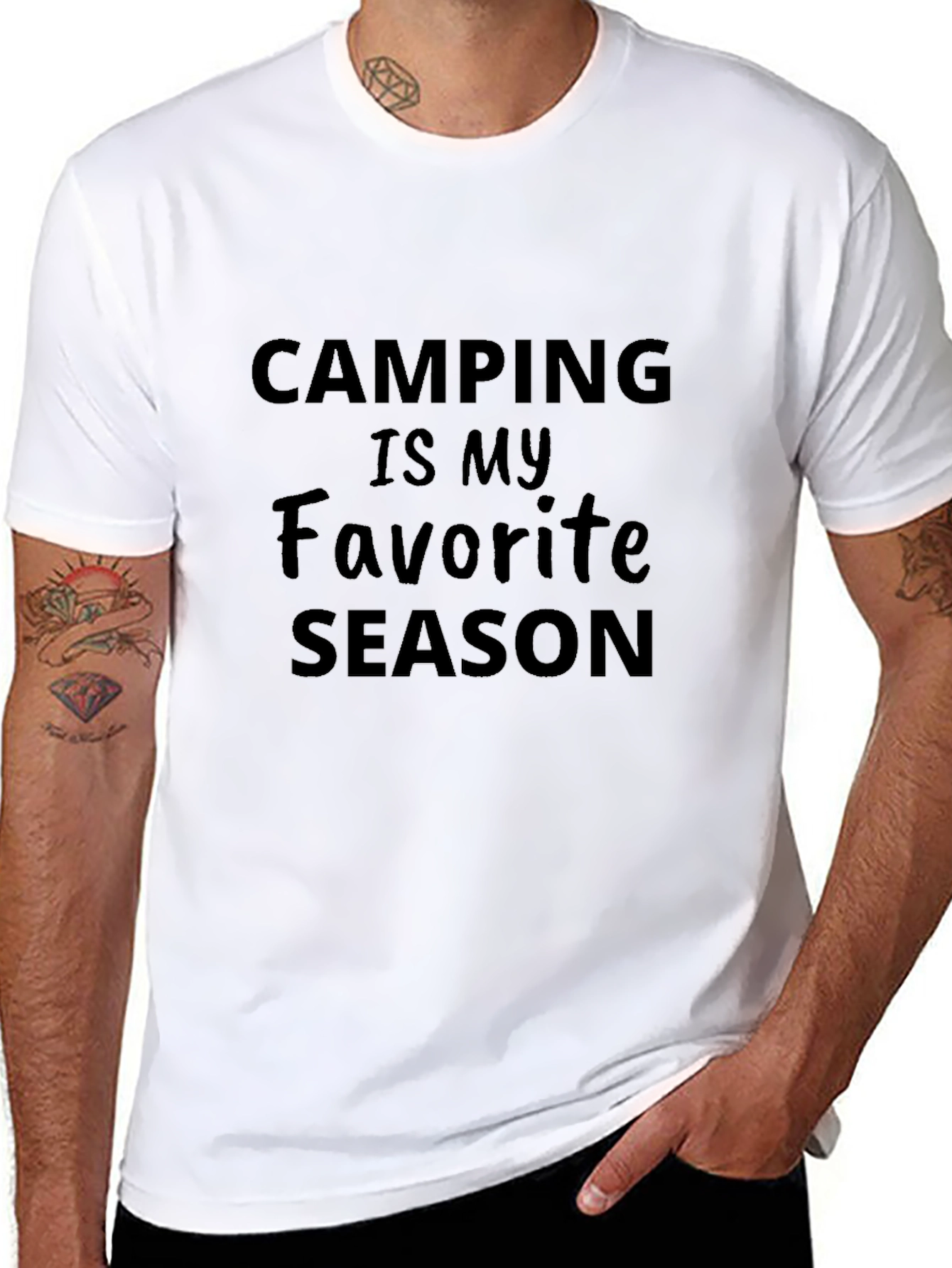 Camping is My Favorite Season Black Graphic T-Shirt