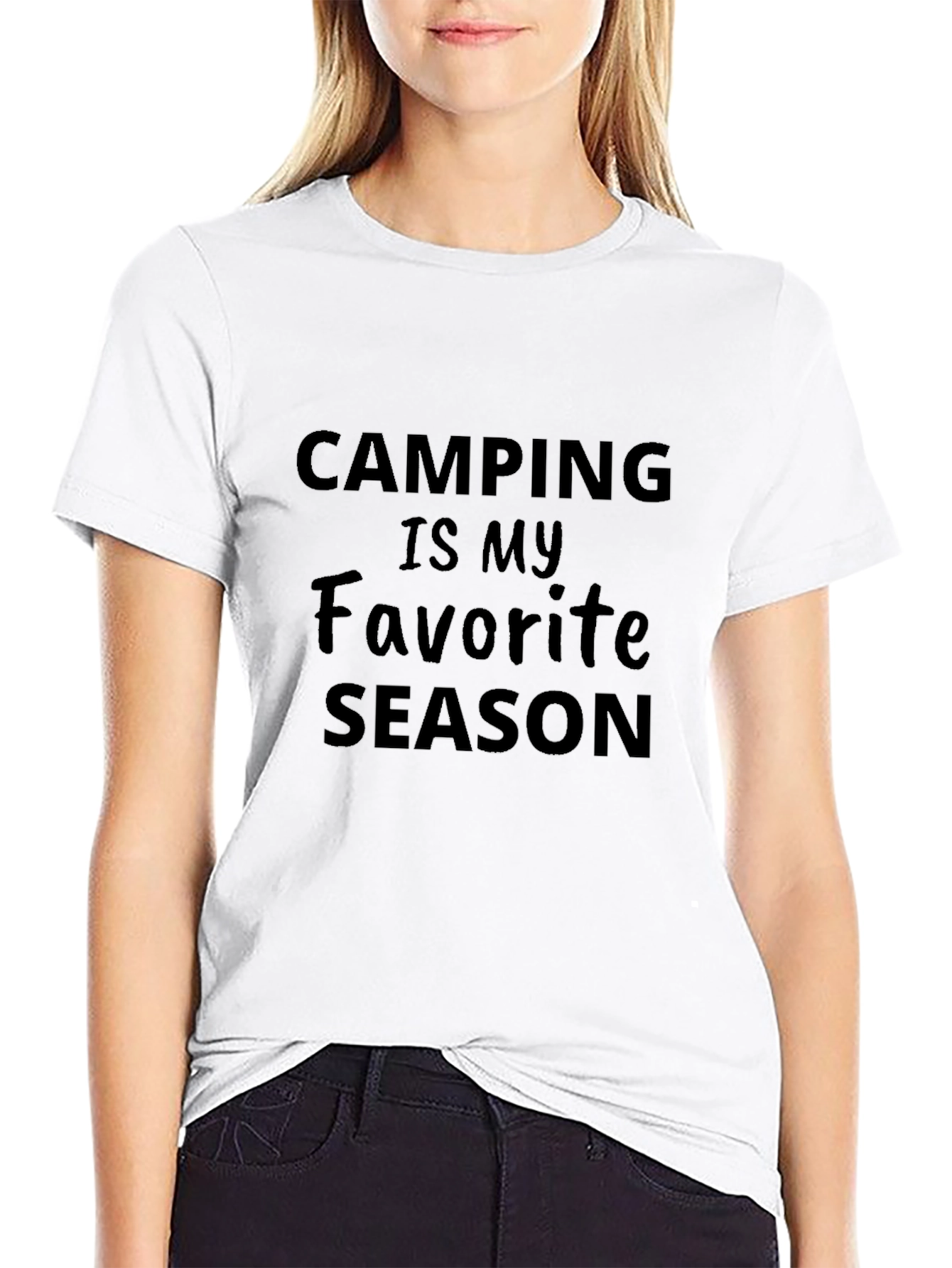 Camping is My Favorite Season Black Graphic T-Shirt