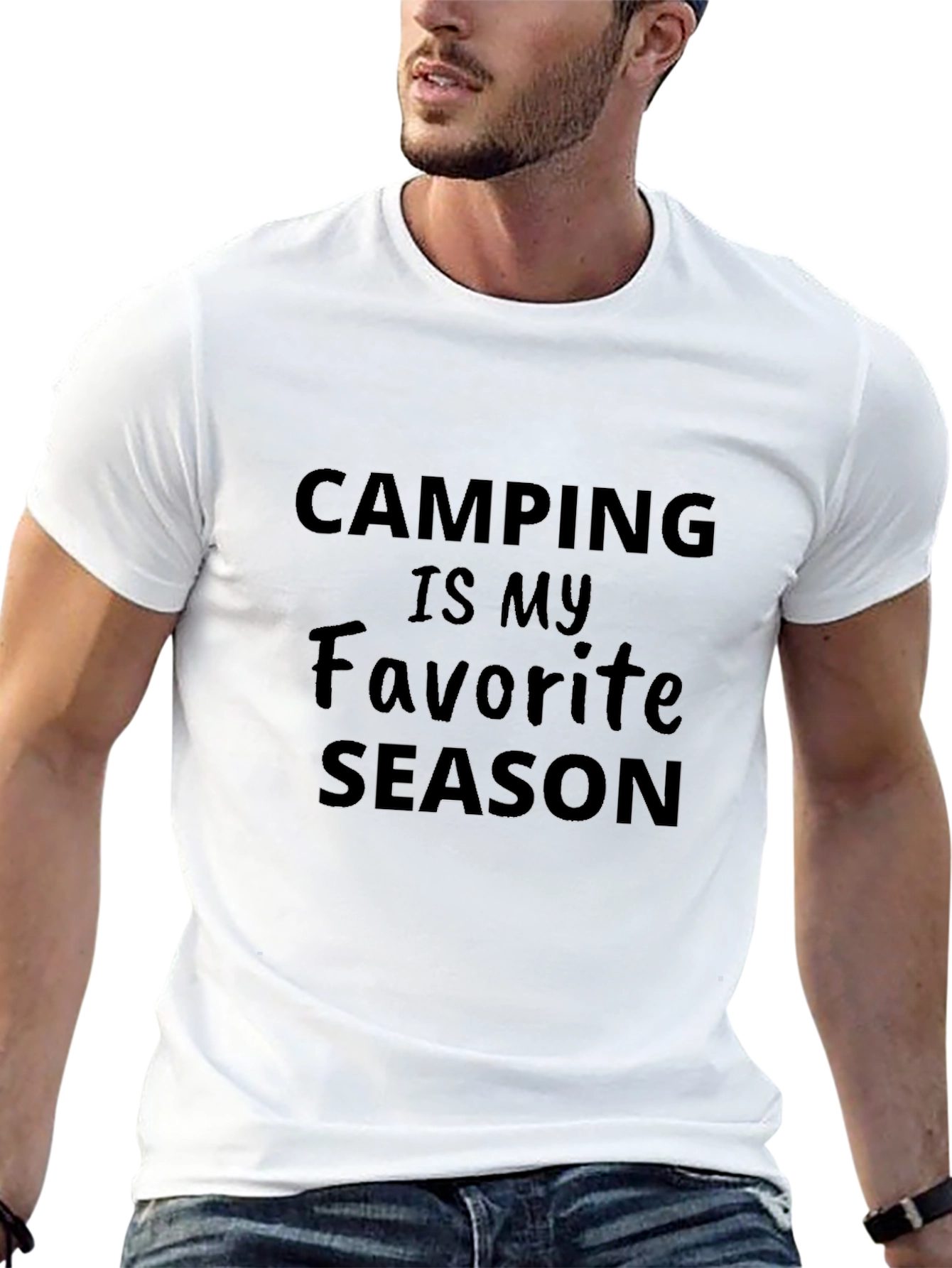 Camping is My Favorite Season Black Graphic T-Shirt